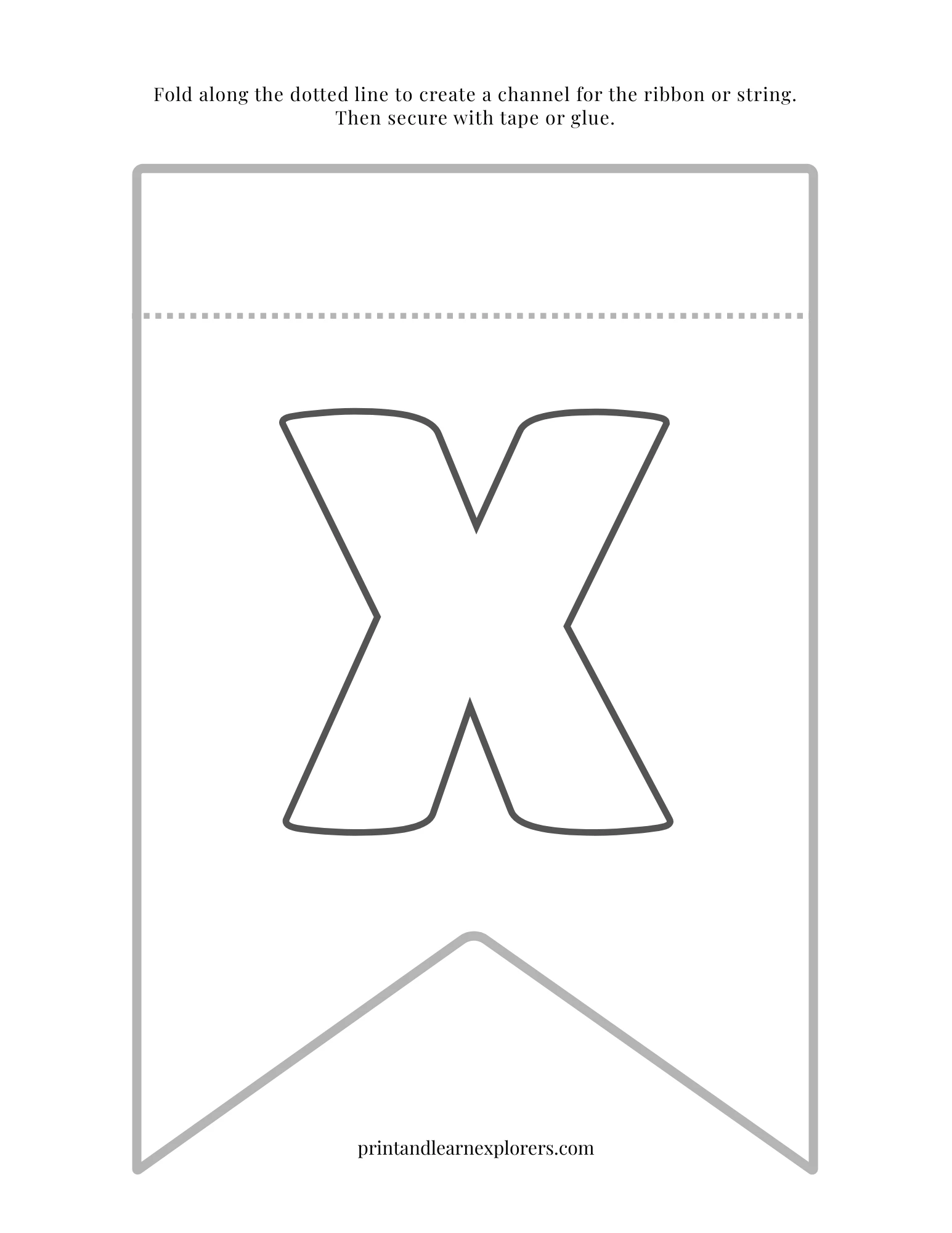 Color In Bunting Letter X