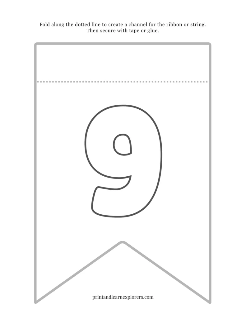 Color in bunting number 9