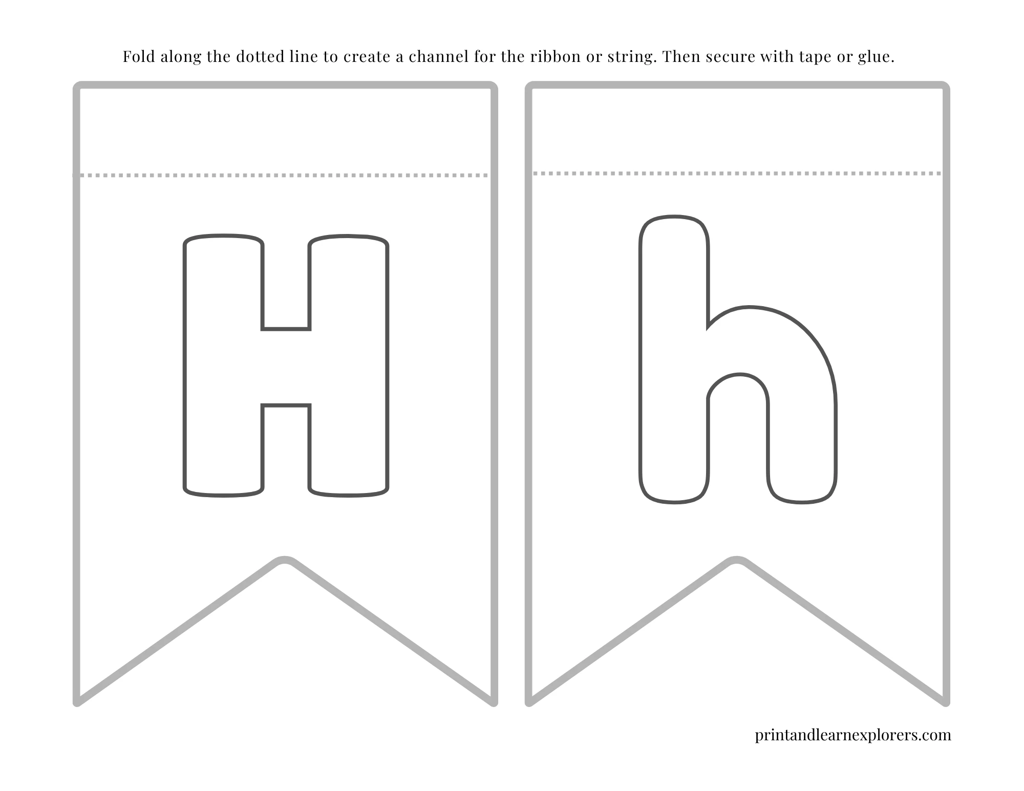 Color In Bunting Small Letter H