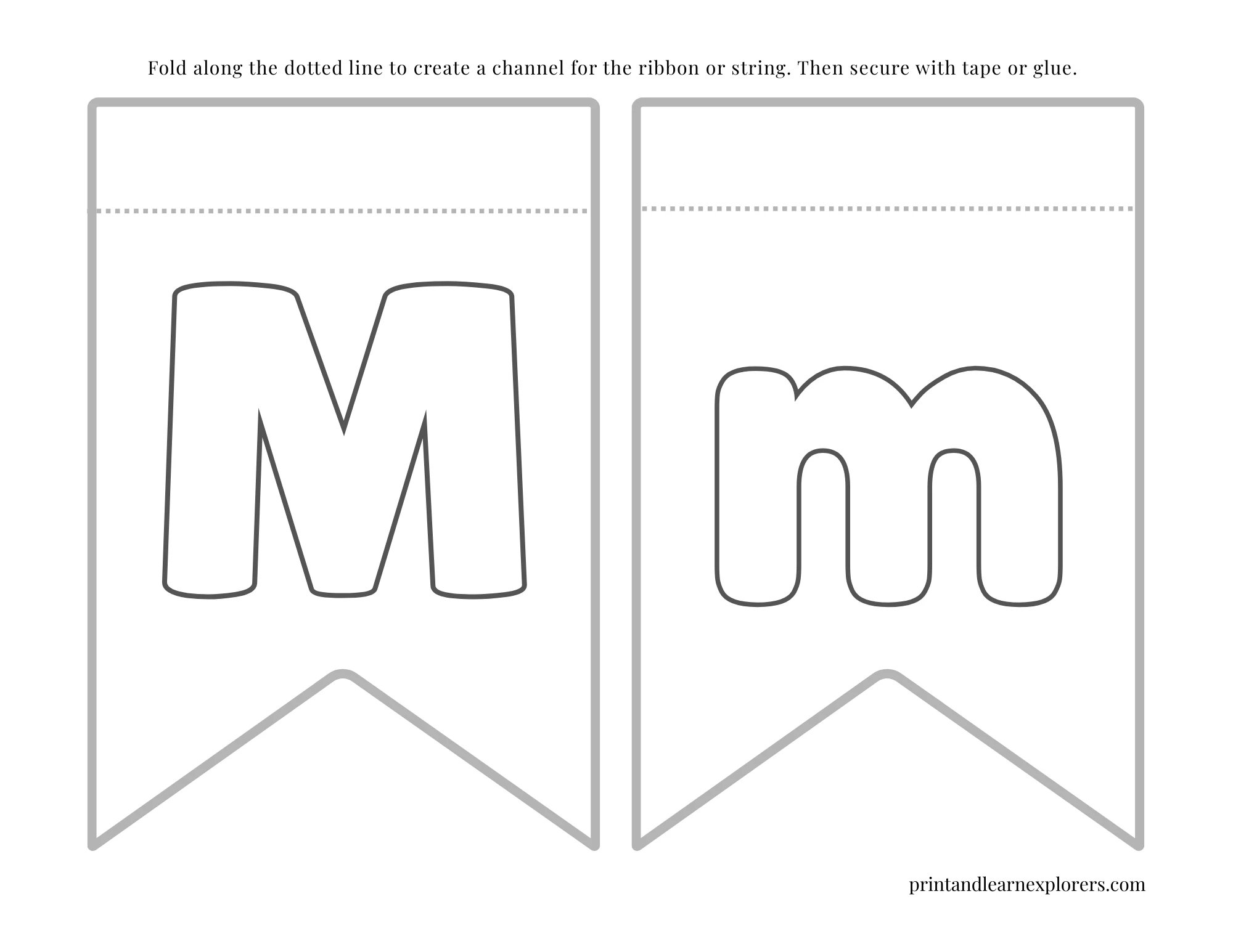 Color In Bunting Small Letter M