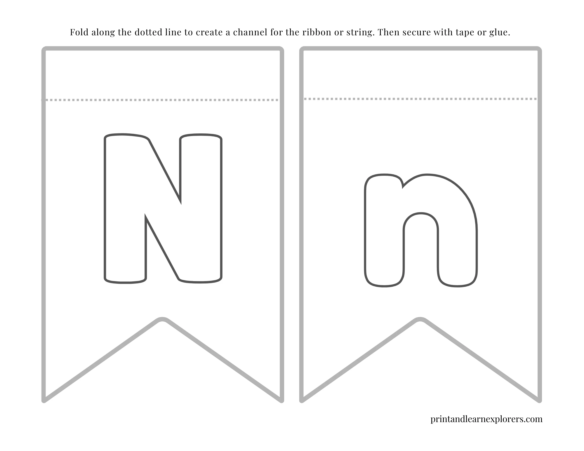 Color In Bunting Small Letter N