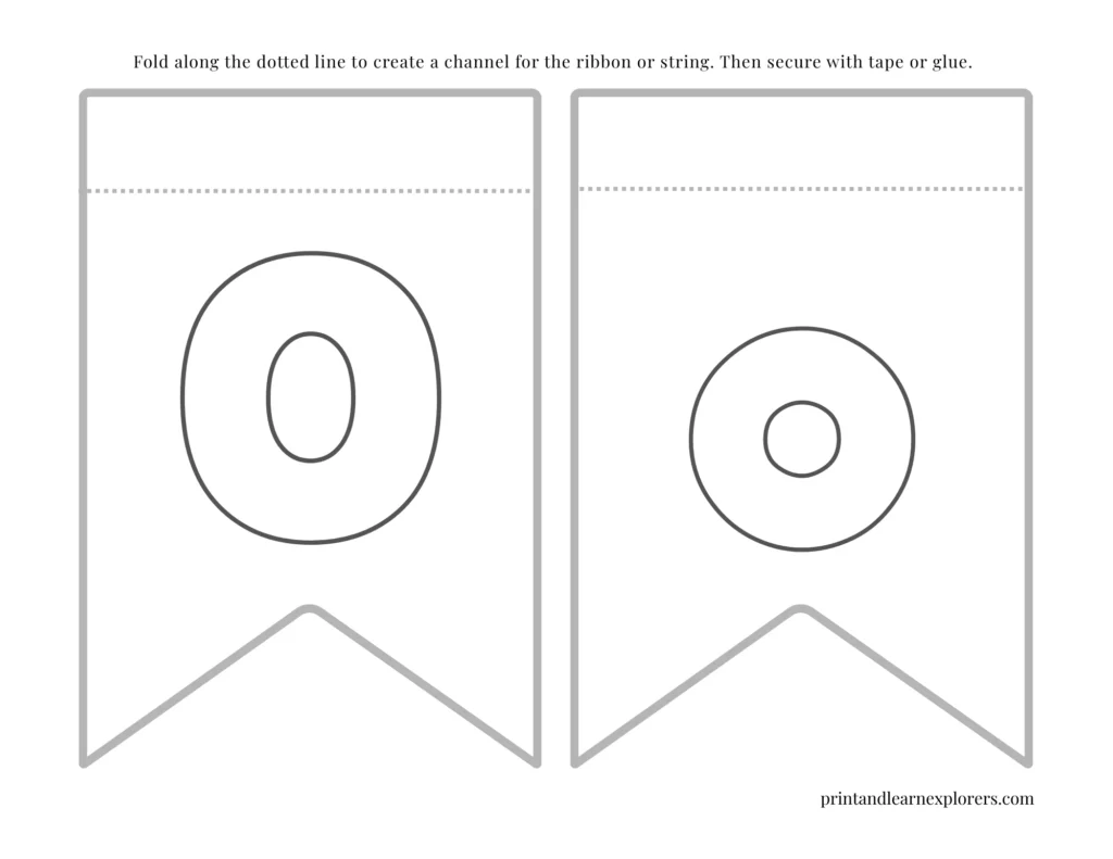 Color in bunting letter O uppercase, letter O lowercase
