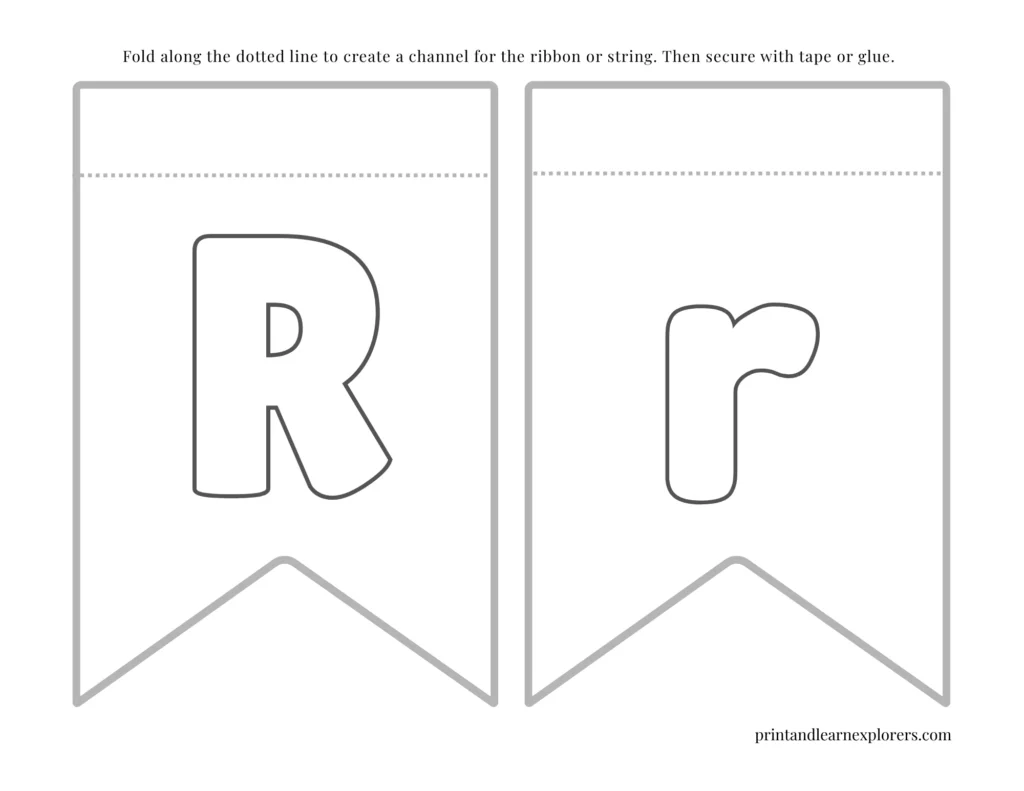 Color in bunting letter R uppercase, letter R lowercase