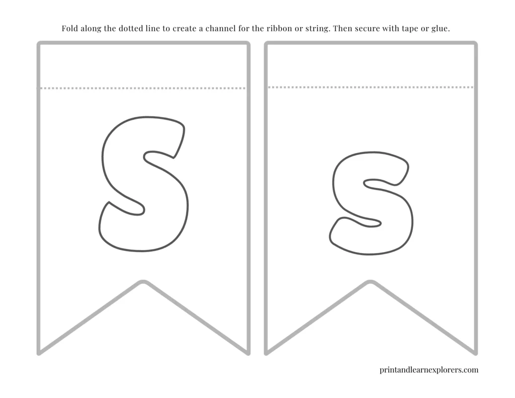 Color in bunting letter S uppercase, letter s lowercase