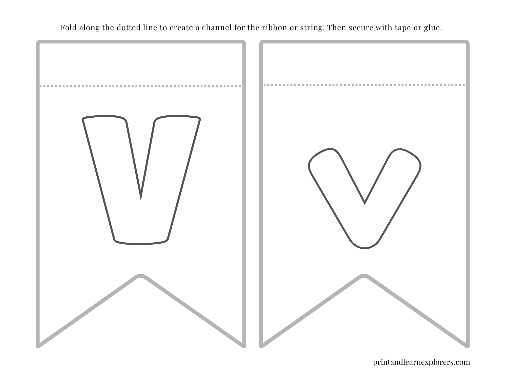 Color In Bunting Small Letter V