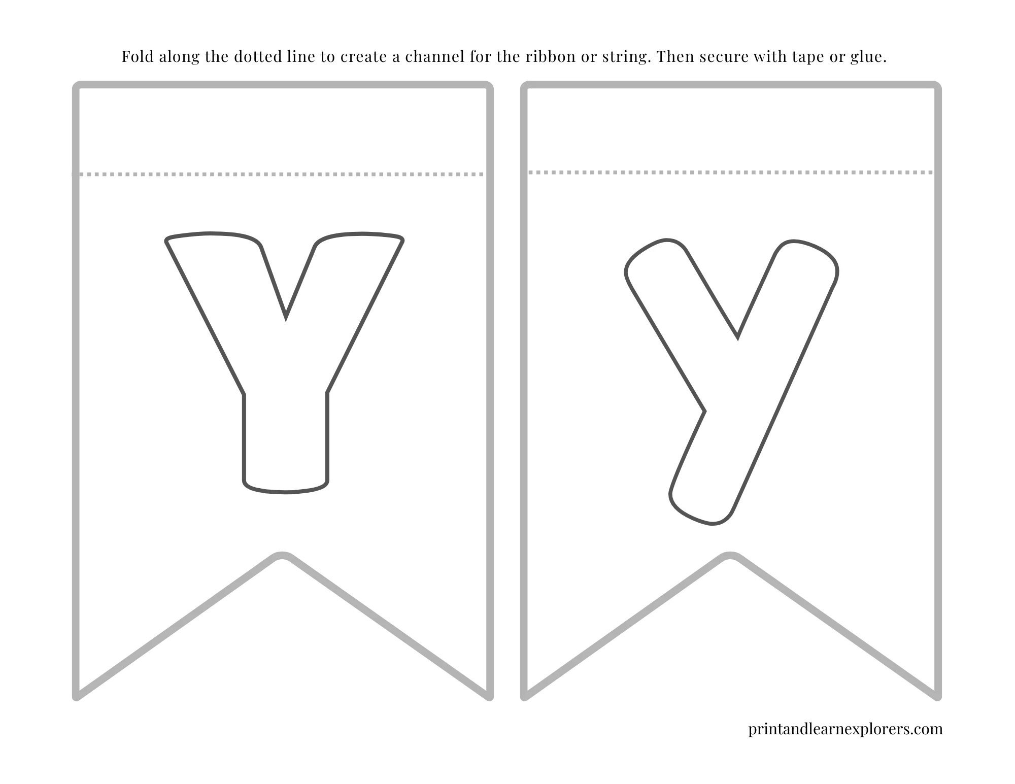 Color In Bunting Small Letter Y