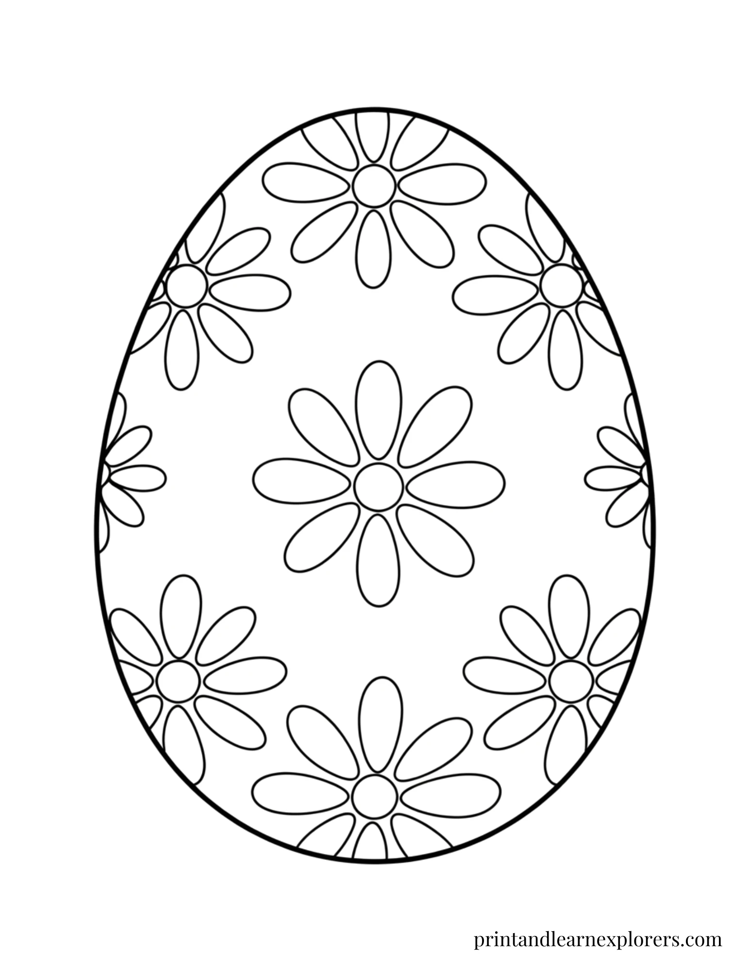 Easter Egg Coloring Page Daisies