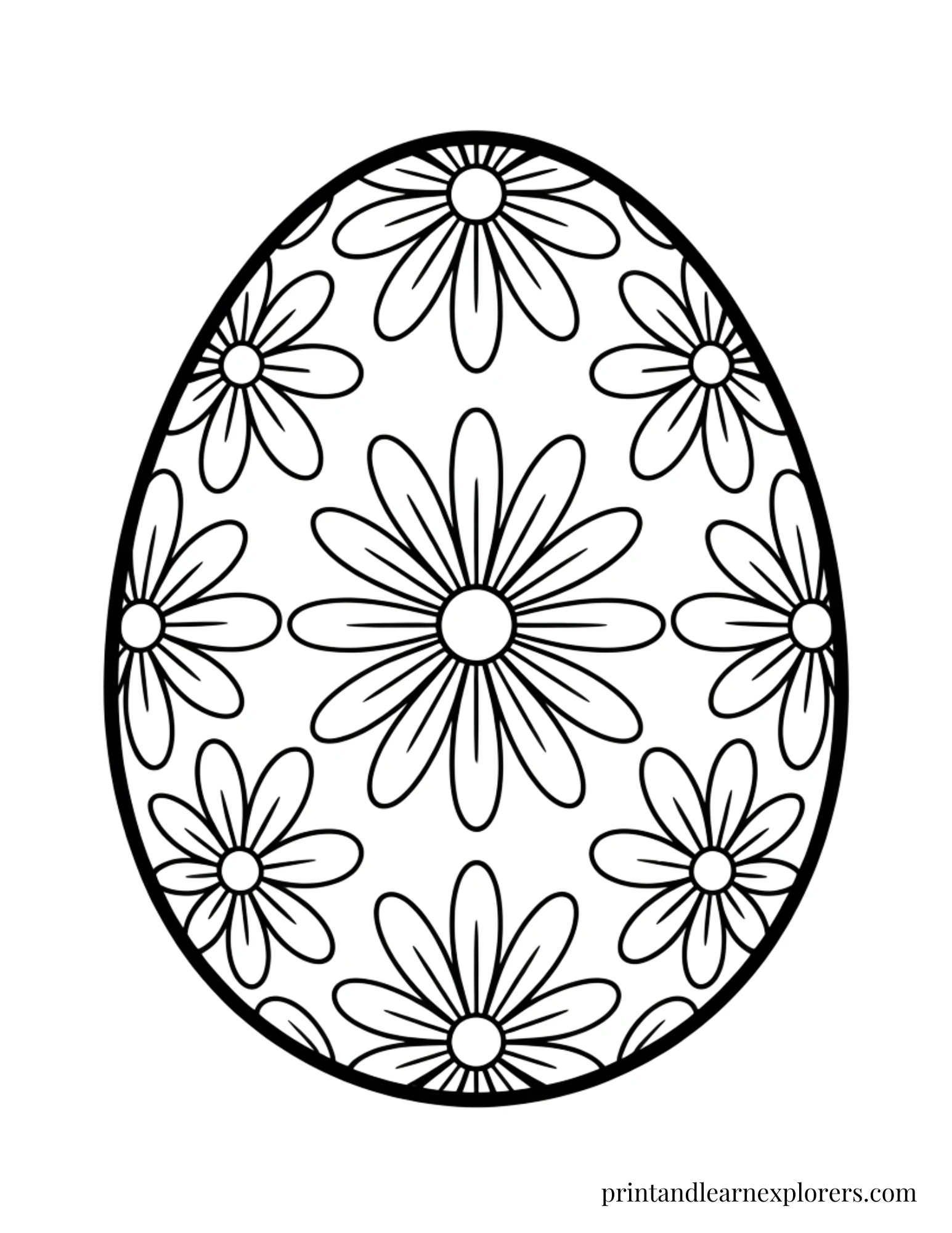 Easter Egg Coloring Page Floral