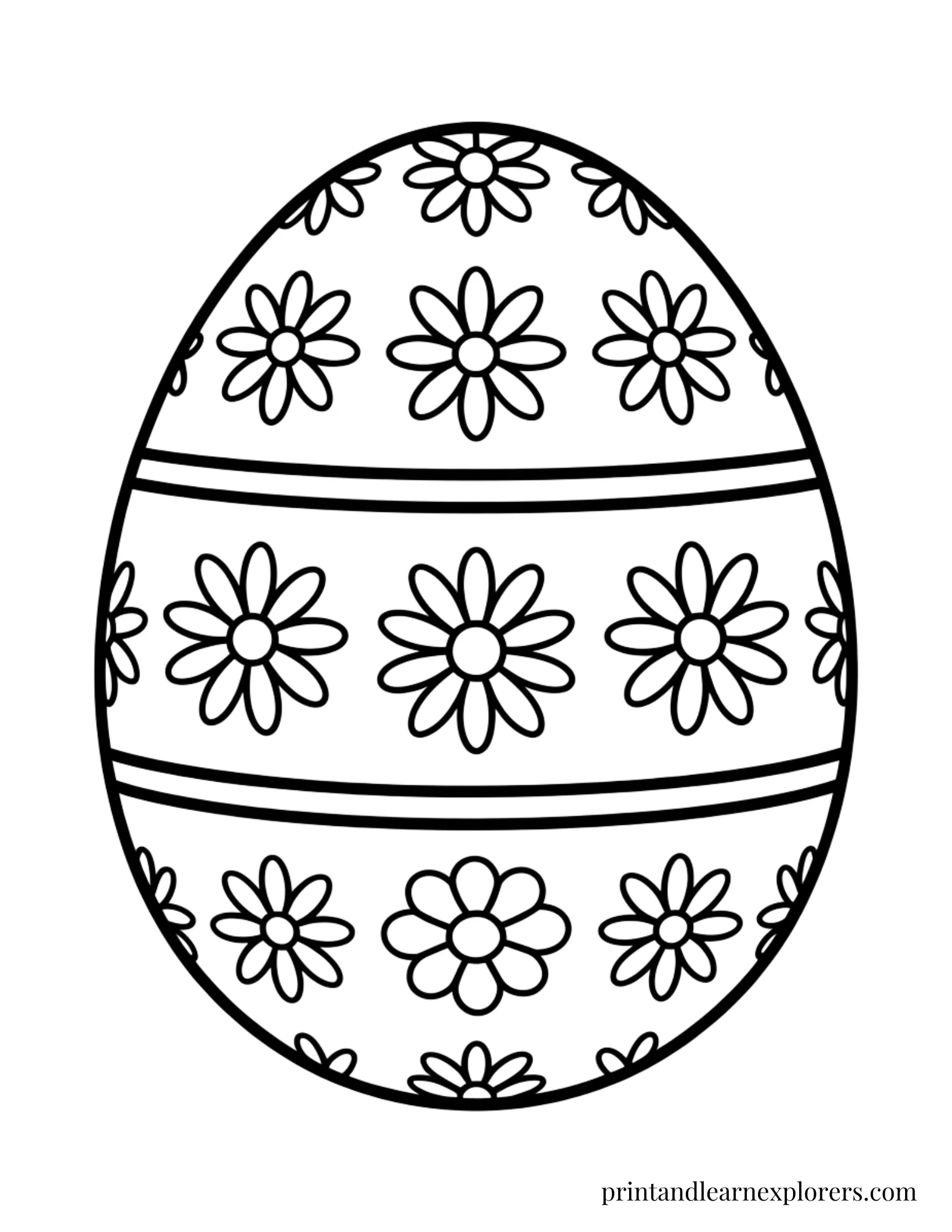 Easter Egg Coloring Page Flowers