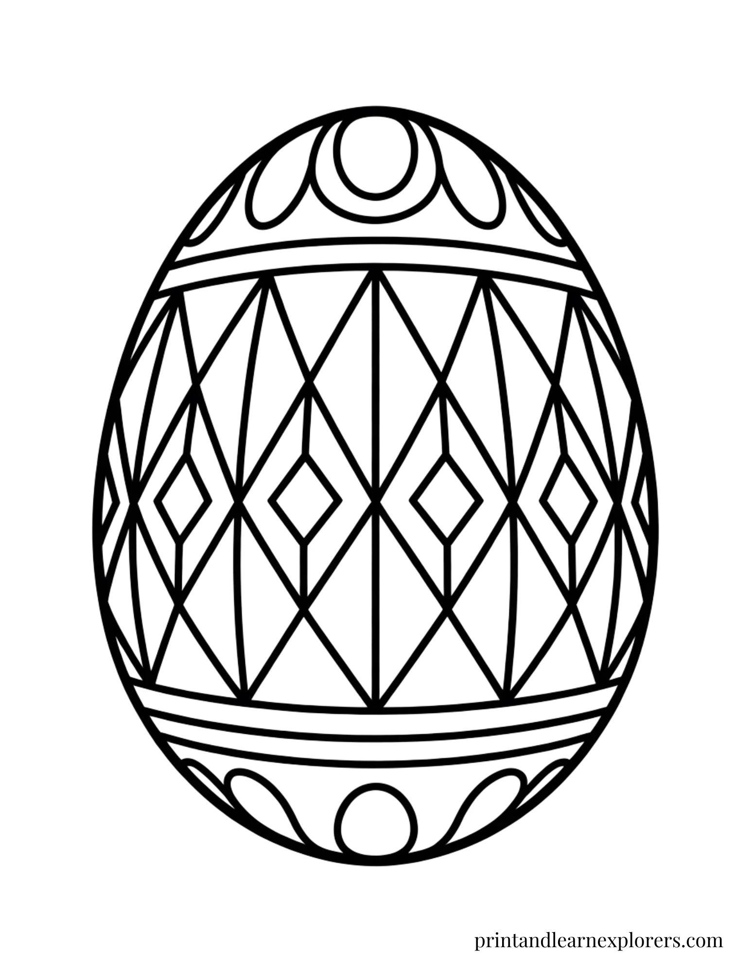 Easter Egg Coloring Page Geometric Patterned