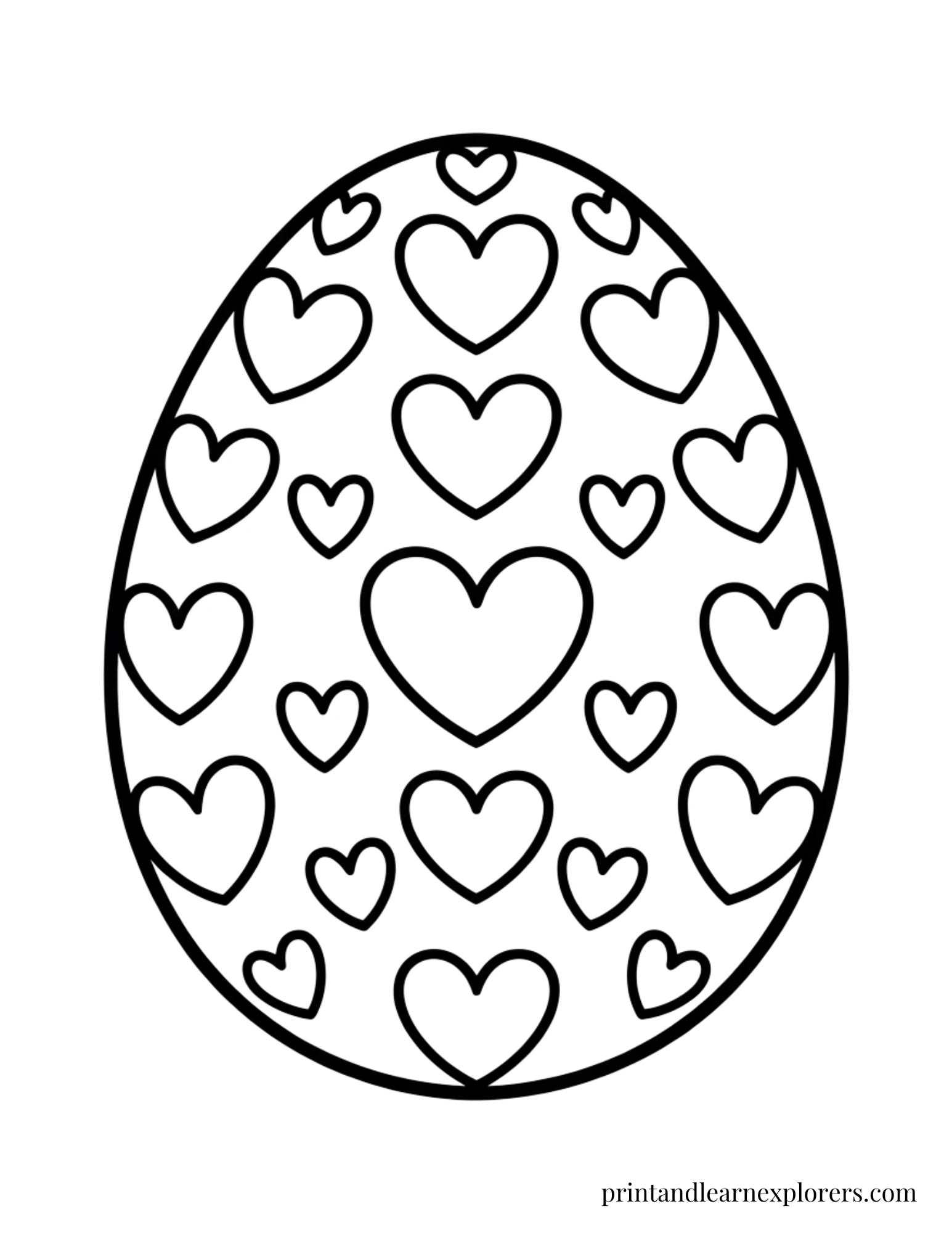 Easter Egg Coloring Page Hearts