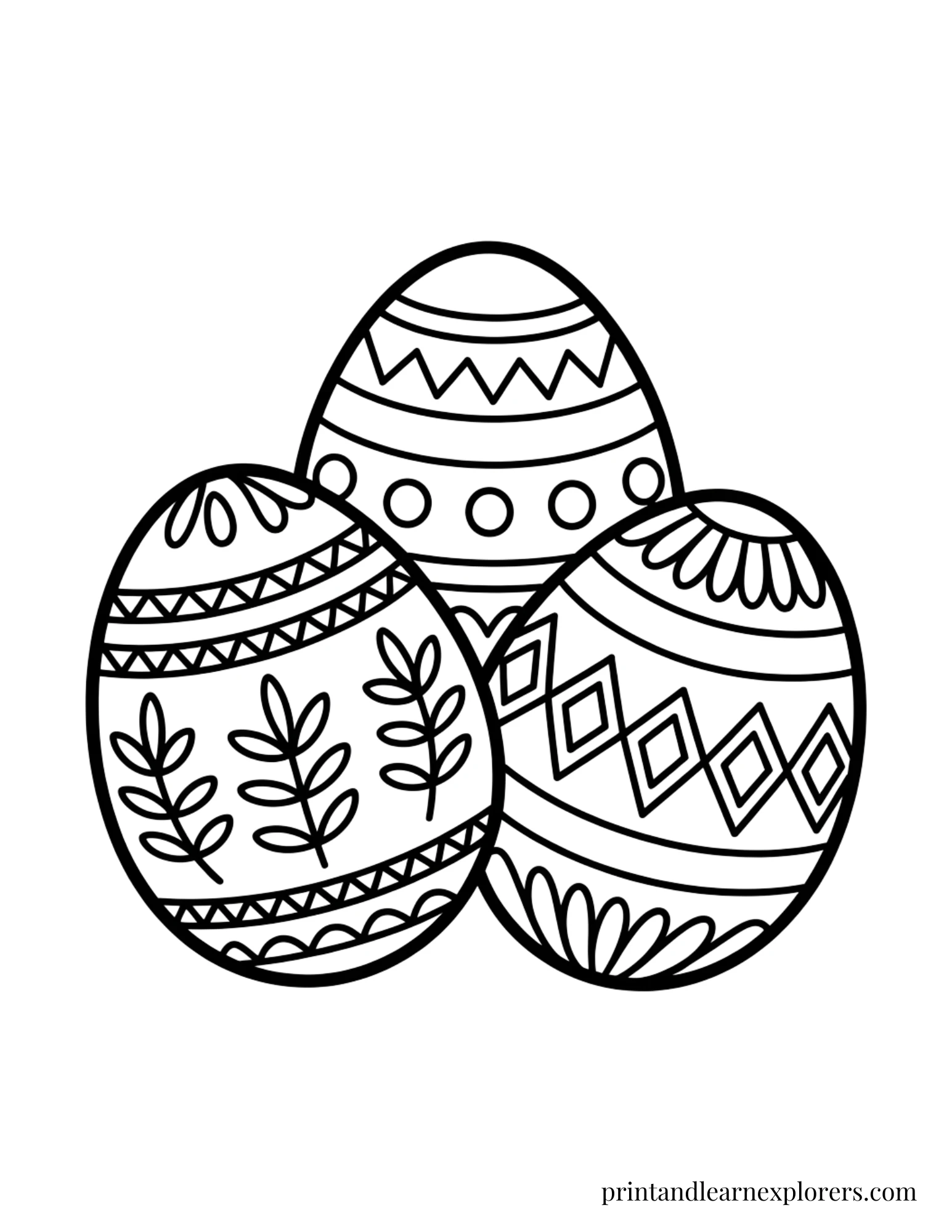 Easter Egg Coloring Page Patterned Eggs