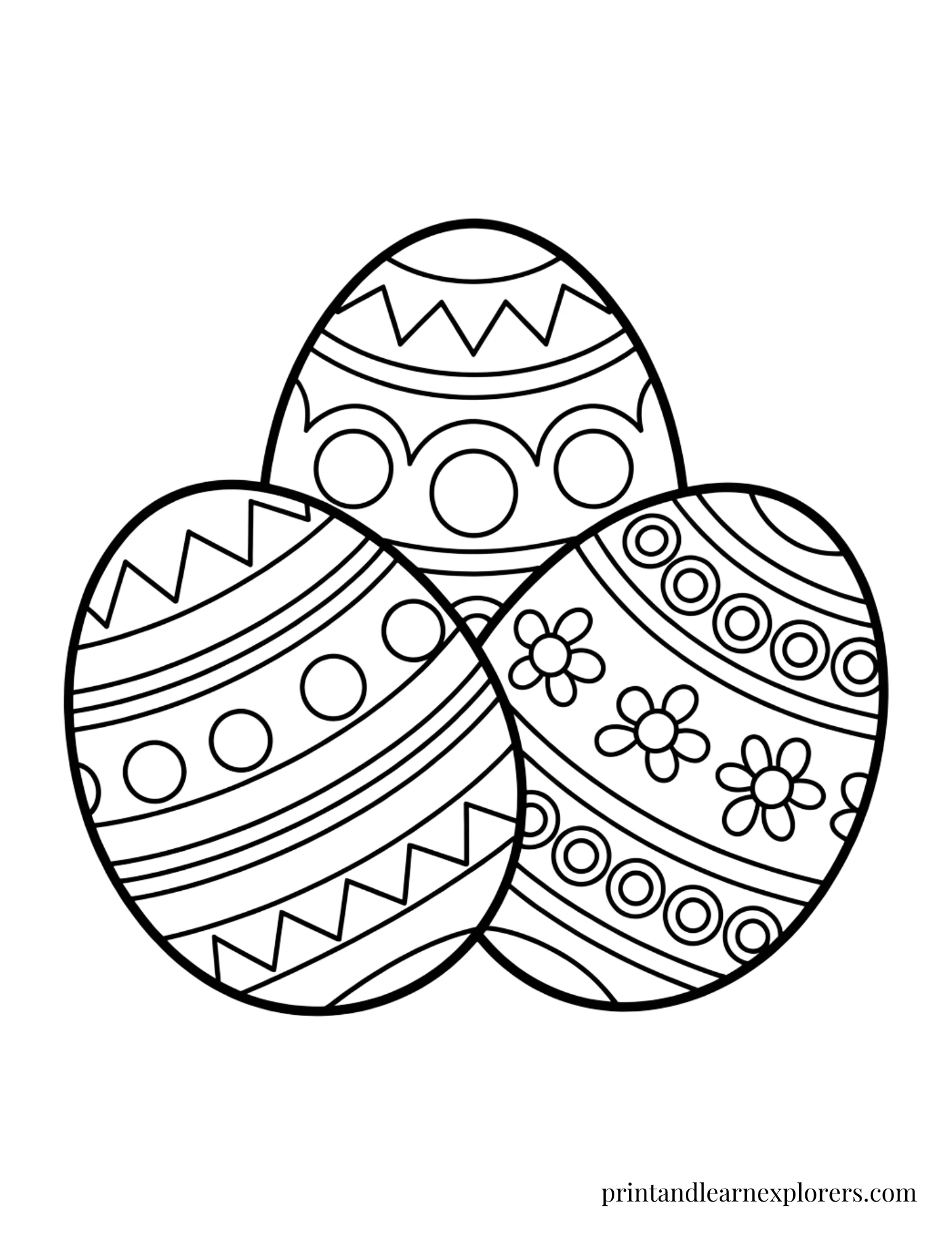 Easter Egg Coloring Page Three Eggs