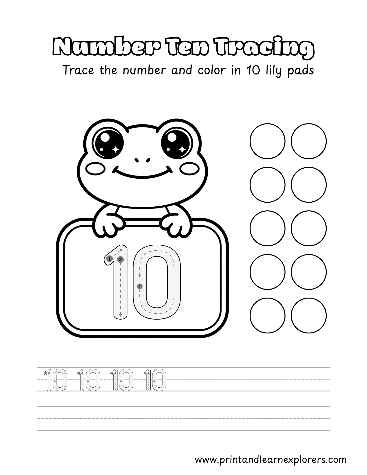 Frog Tracing Numbers 10