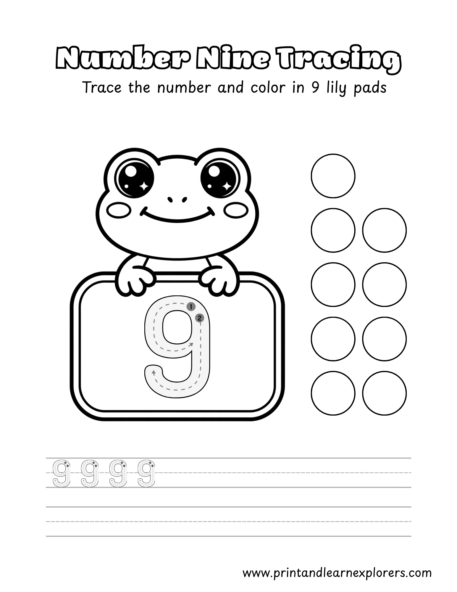 Frog Tracing Numbers 9