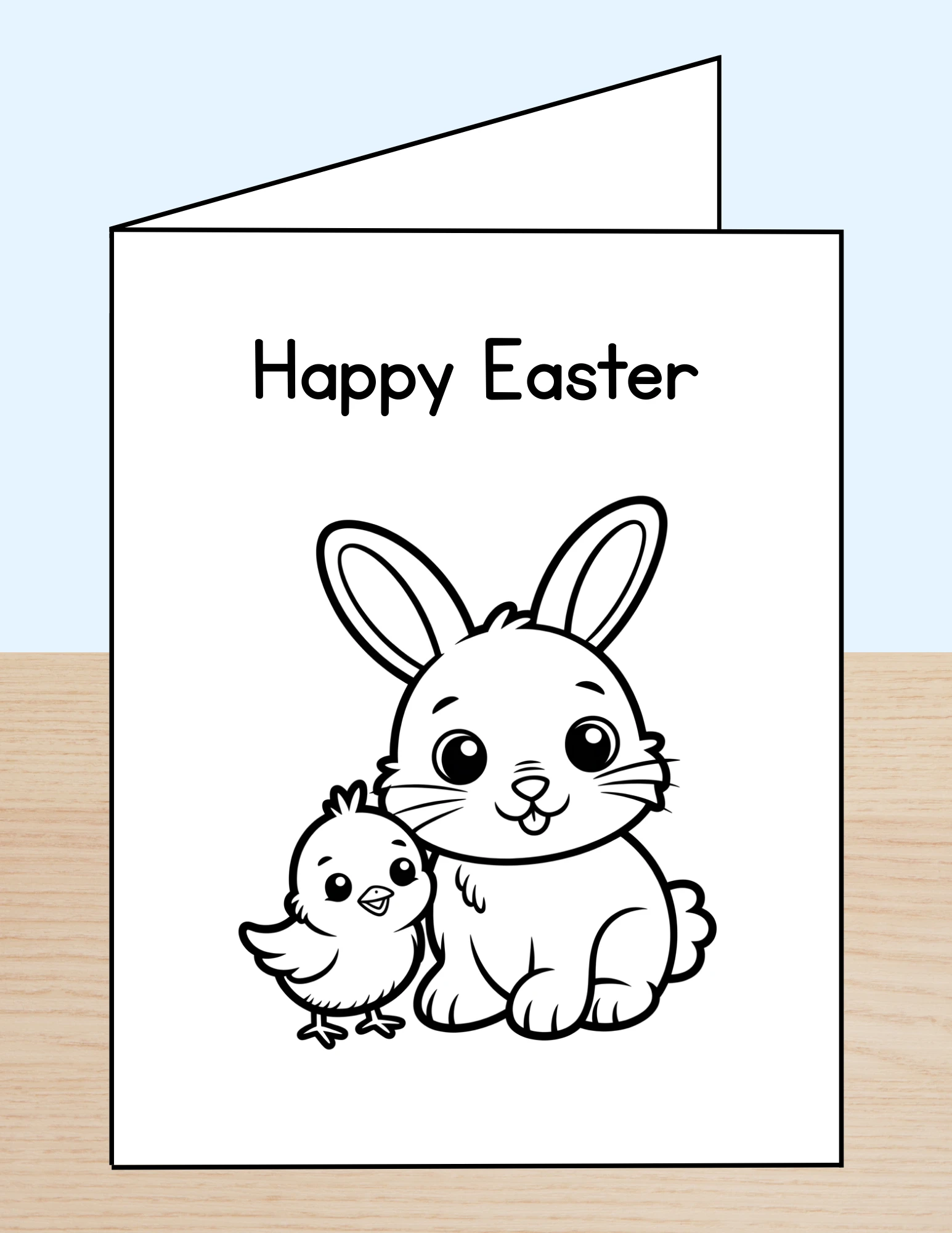 Happy Easter Coloring Card Bunny Chick
