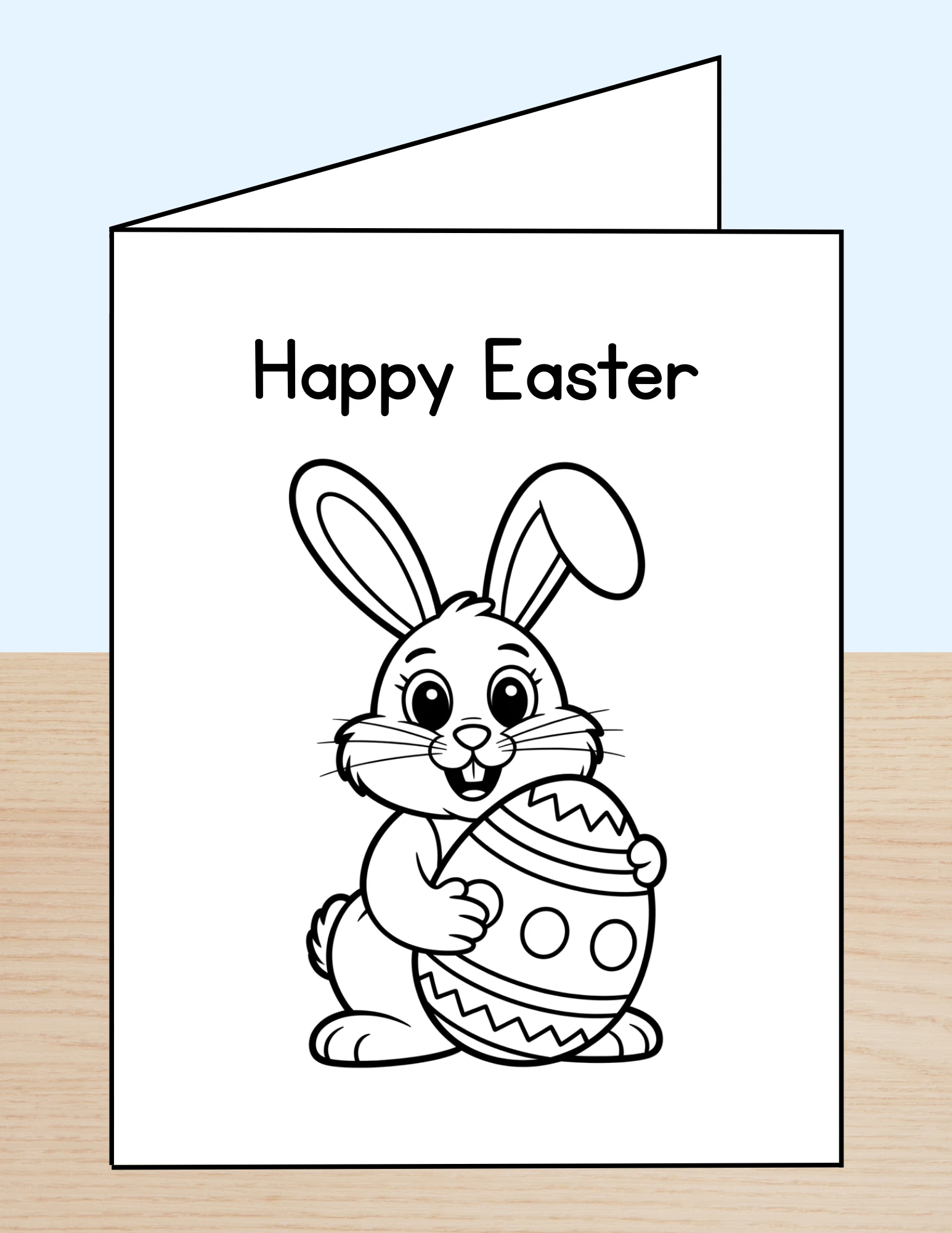 Happy Easter Coloring Card Bunny Egg