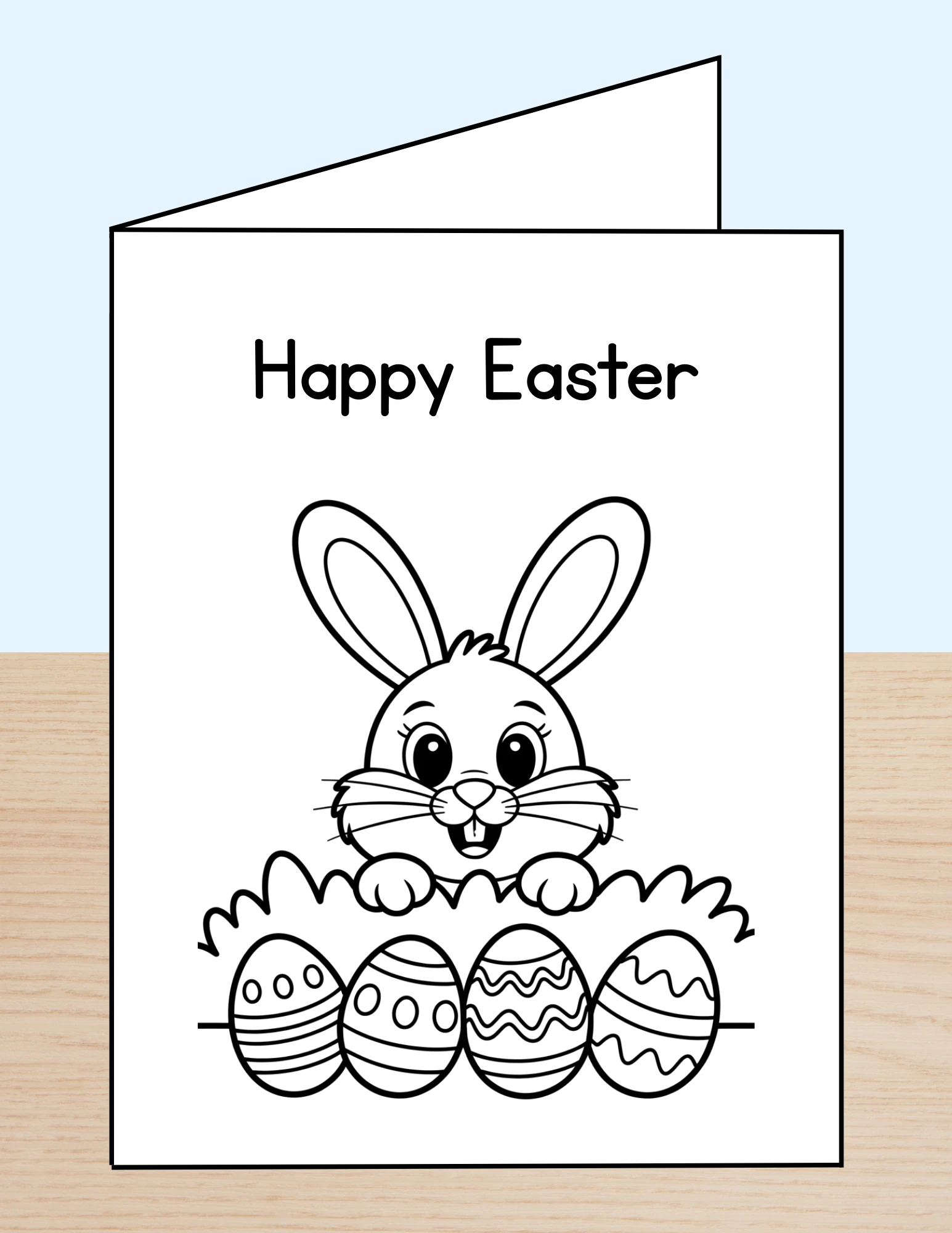 Happy Easter Coloring Card Bunny Eggs
