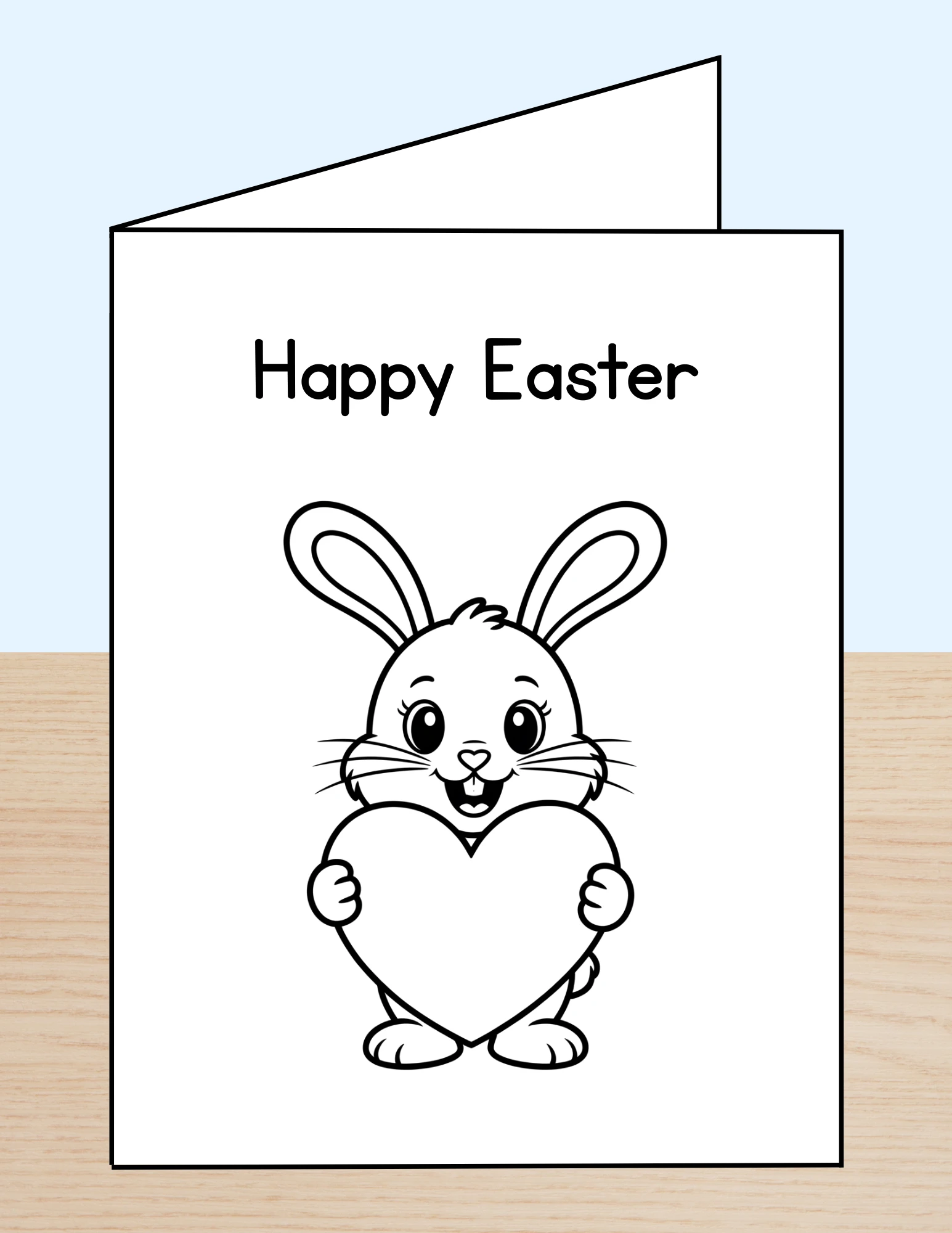 Happy Easter Coloring Card Bunny Heart