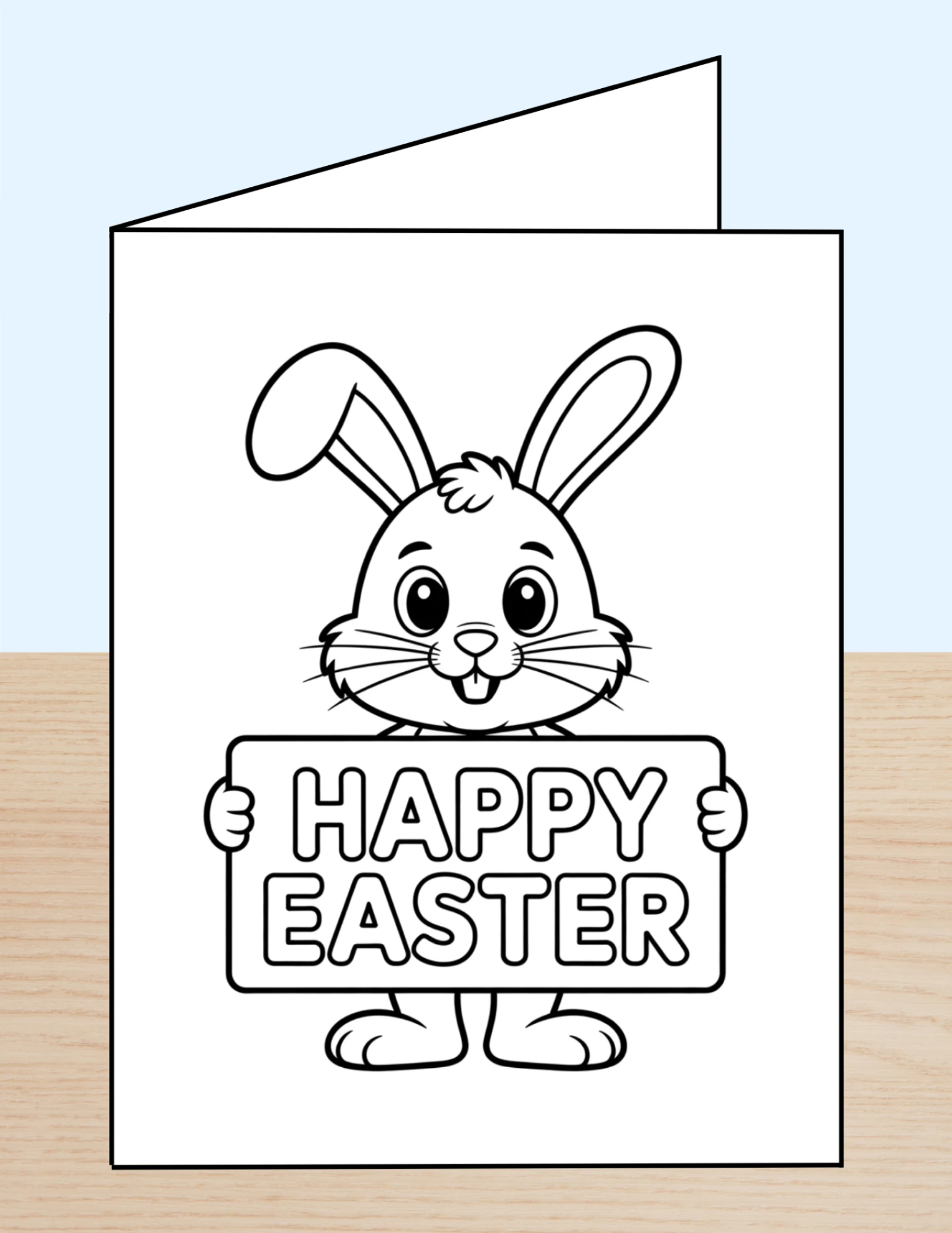 Happy Easter Coloring Card Bunny Sign