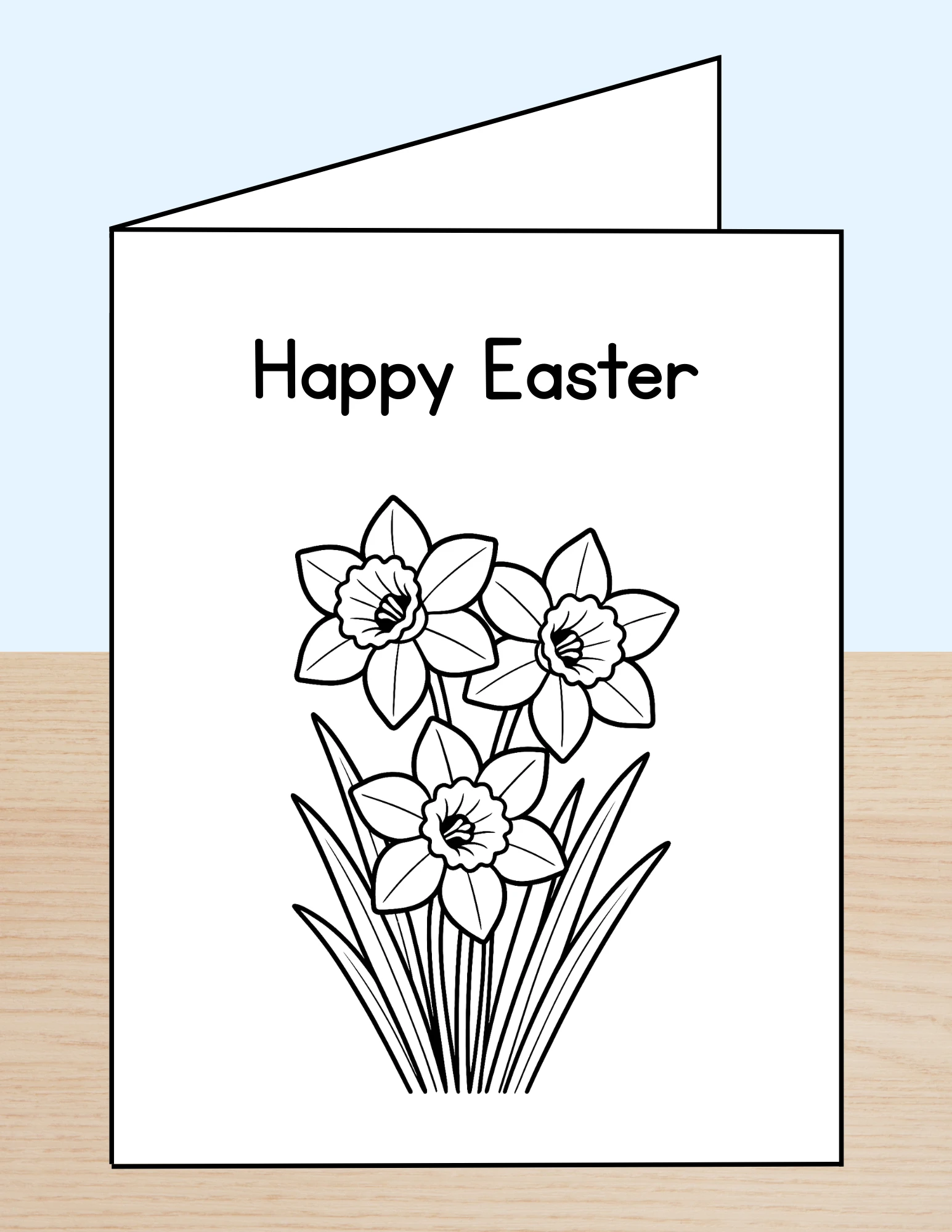 Happy Easter Coloring Card Daffodils
