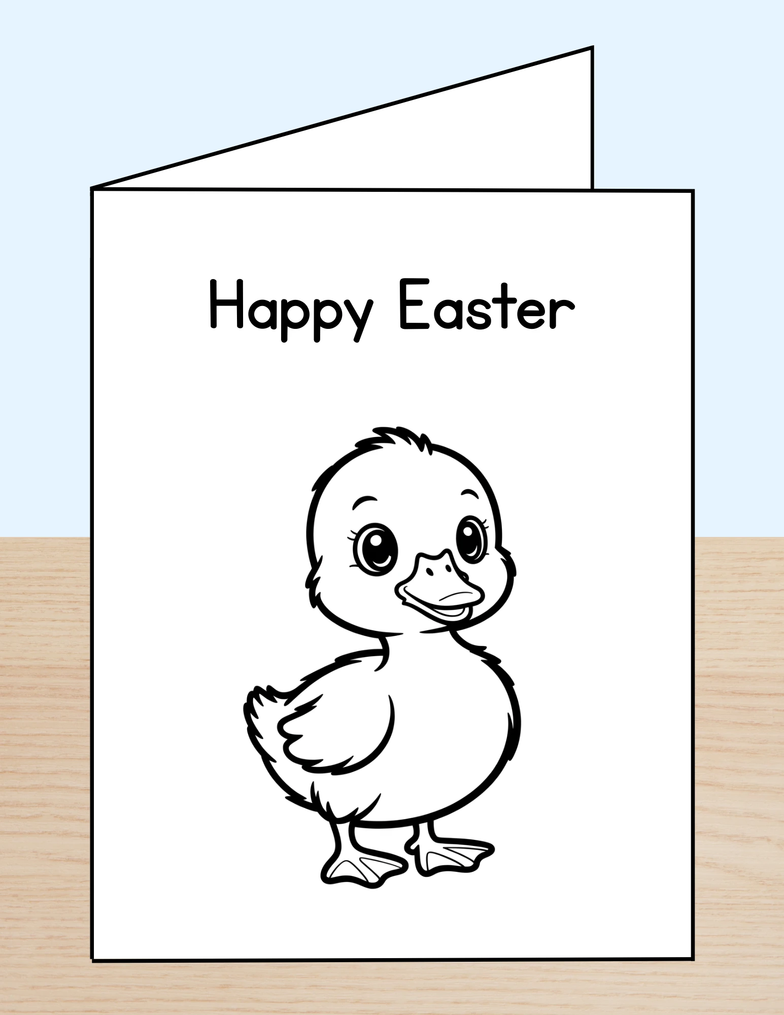 Happy Easter Coloring Card Duckling