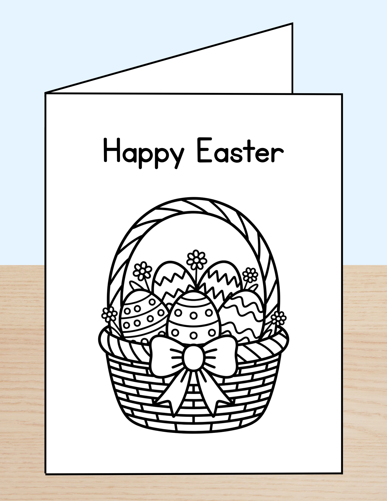 Happy Easter Coloring Card Egg Basket