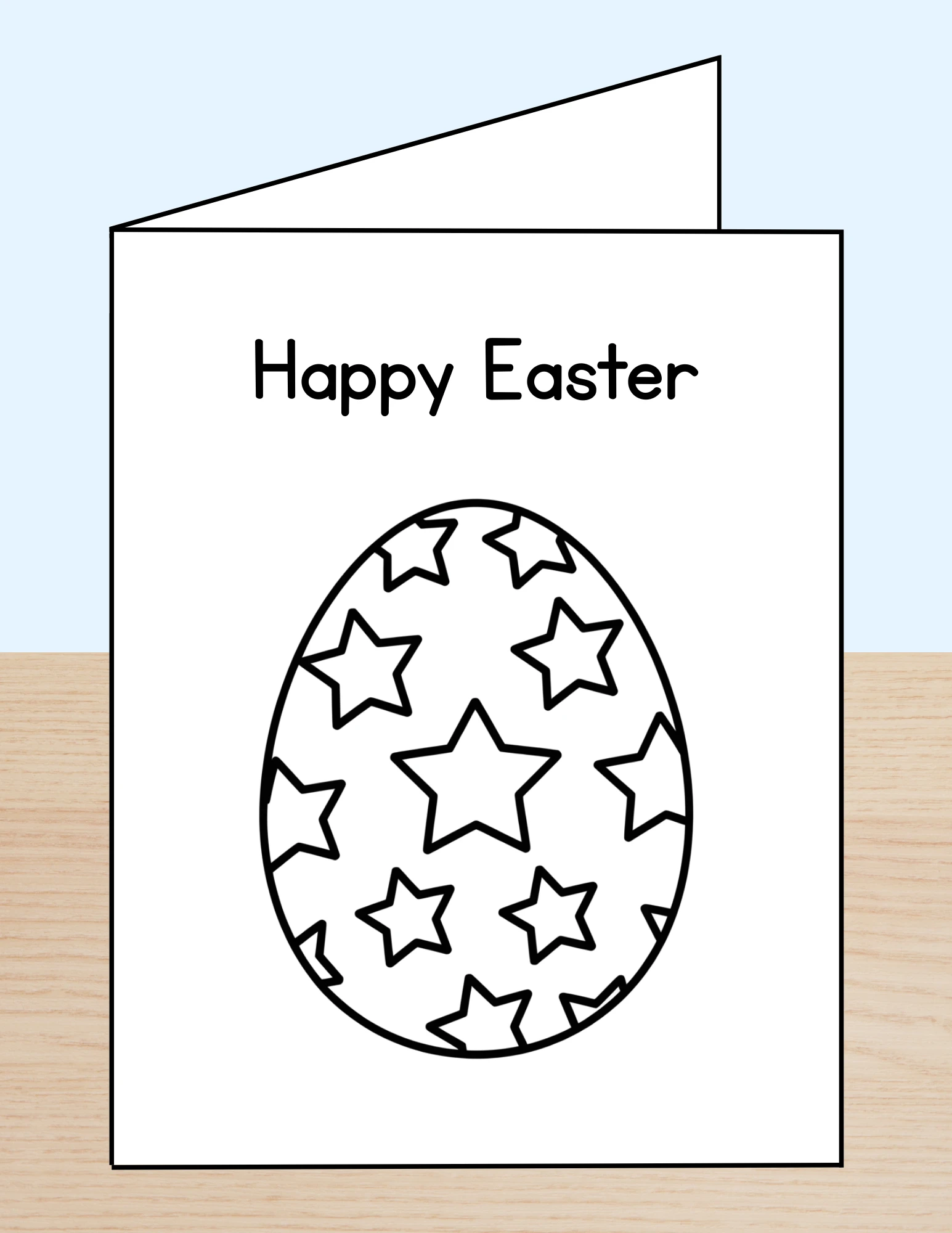 Happy Easter Coloring Card Egg Stars