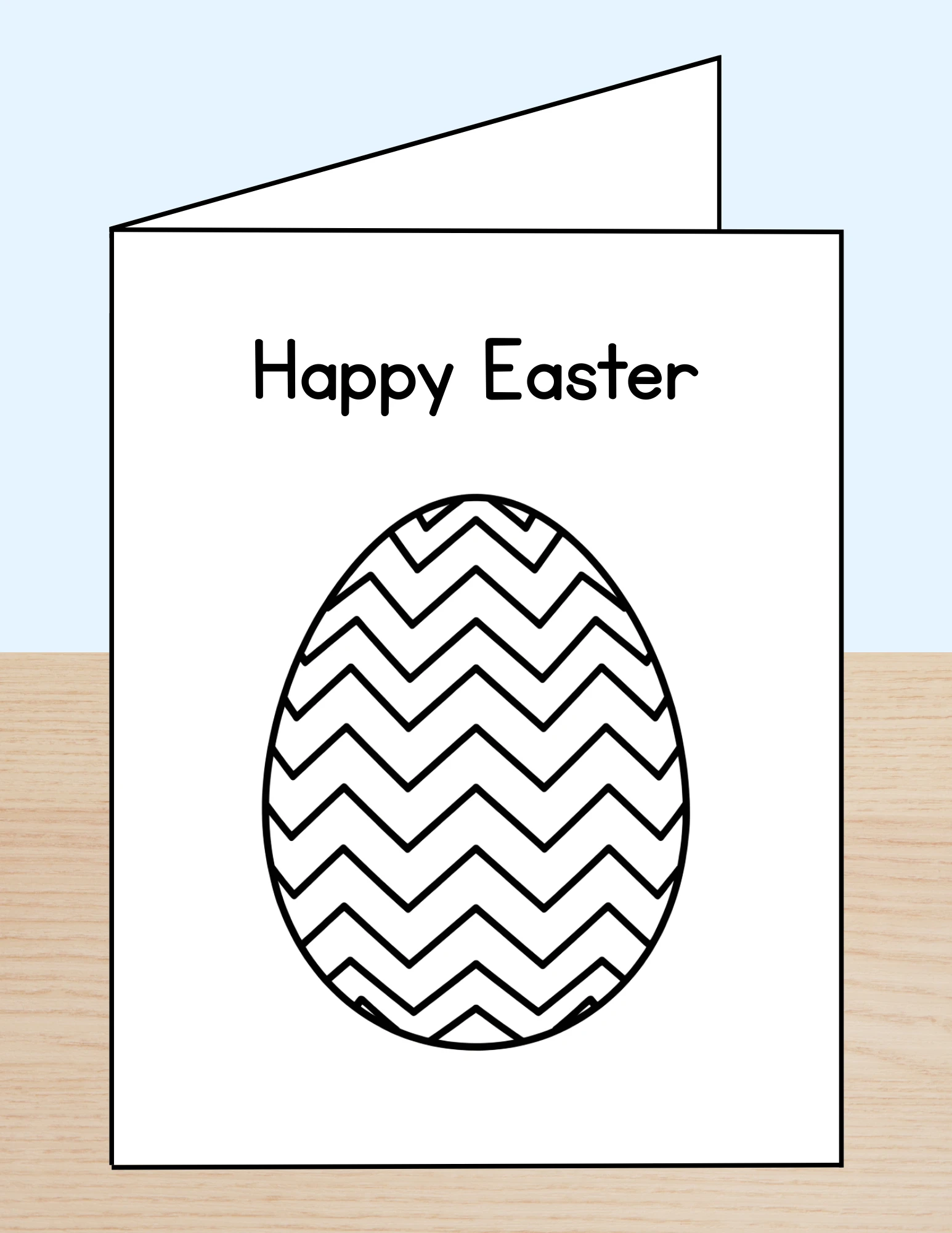 Happy Easter Coloring Card Egg Stripes