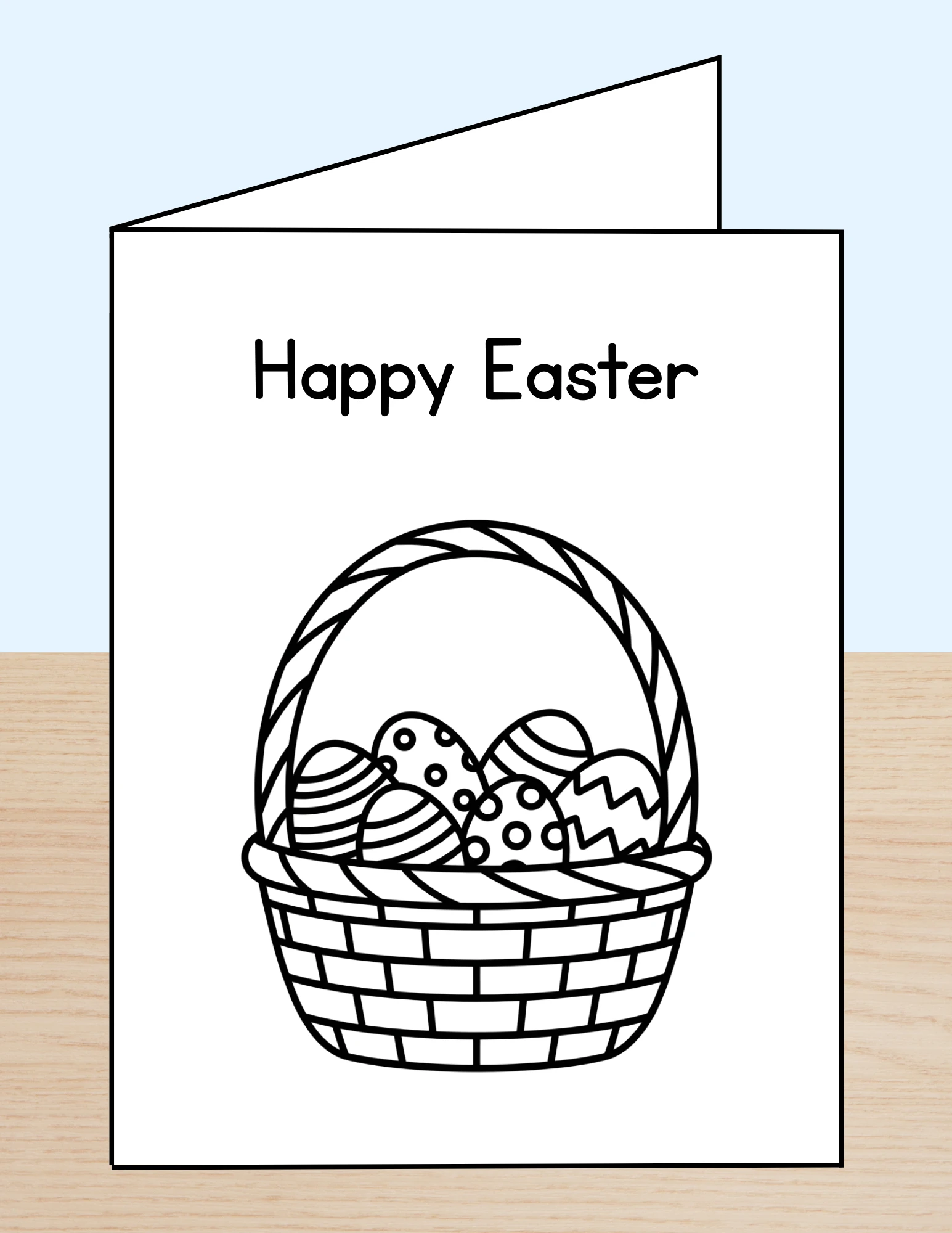 Happy Easter Coloring Card Eggs Basket