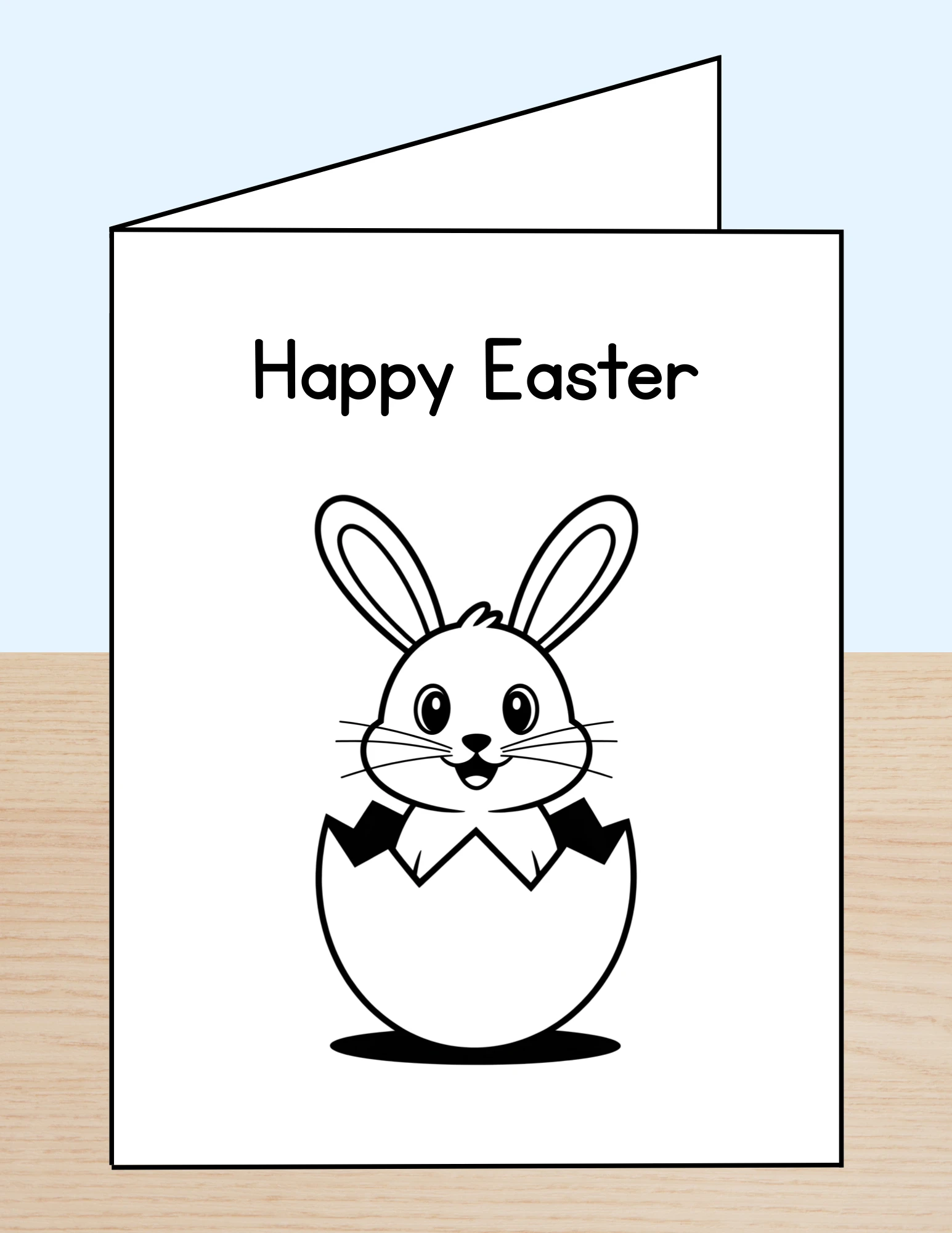 Happy Easter Coloring Card Hatching Bunny
