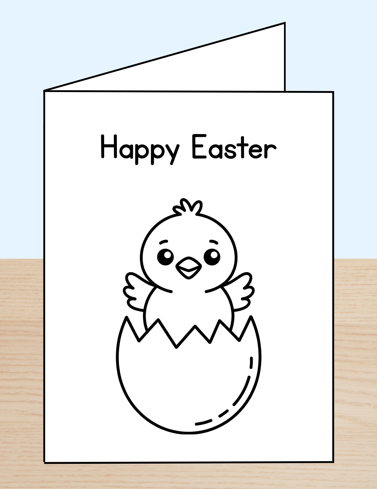 Happy Easter Coloring Card Hatching Chick