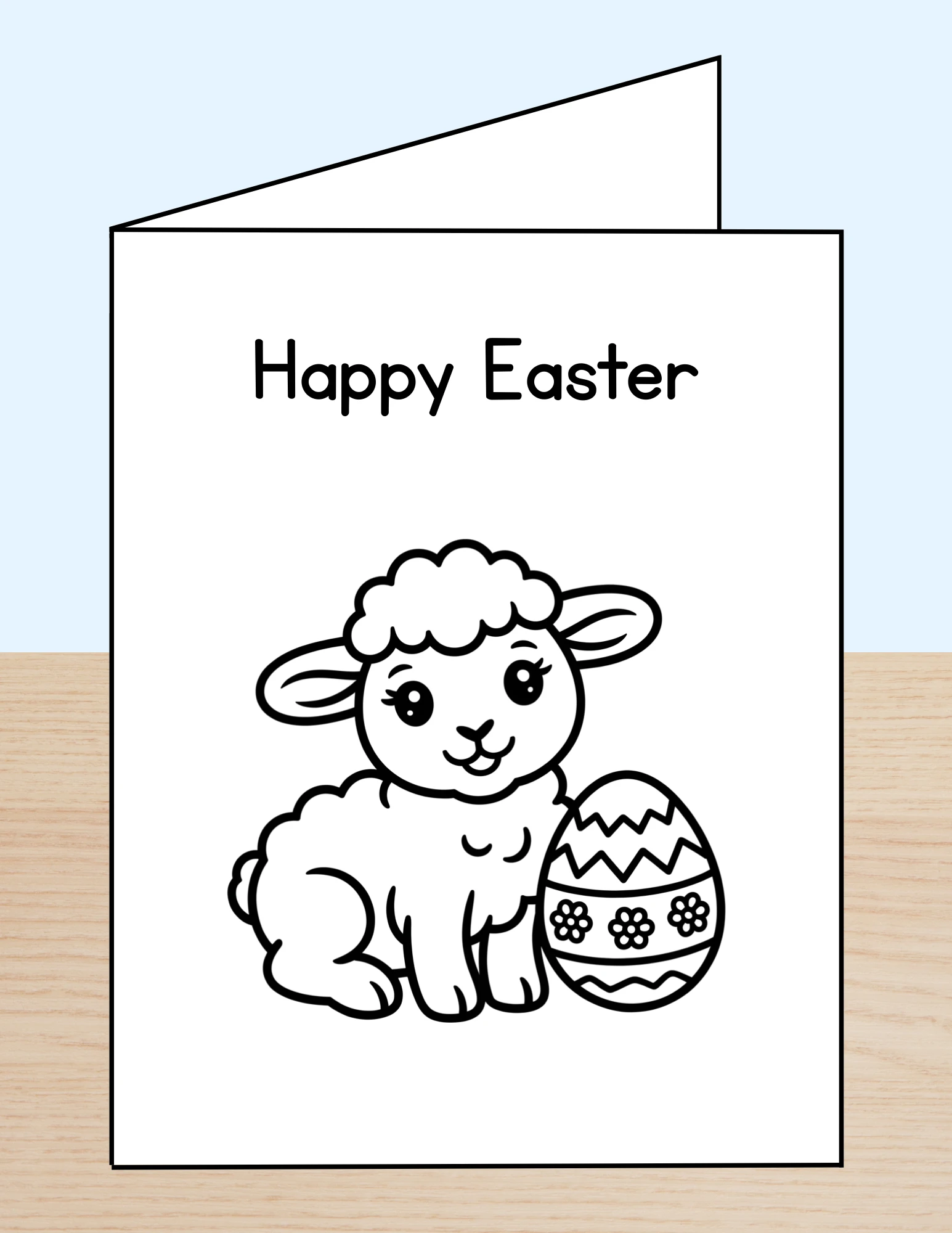 Happy Easter Coloring Card Lamb Egg