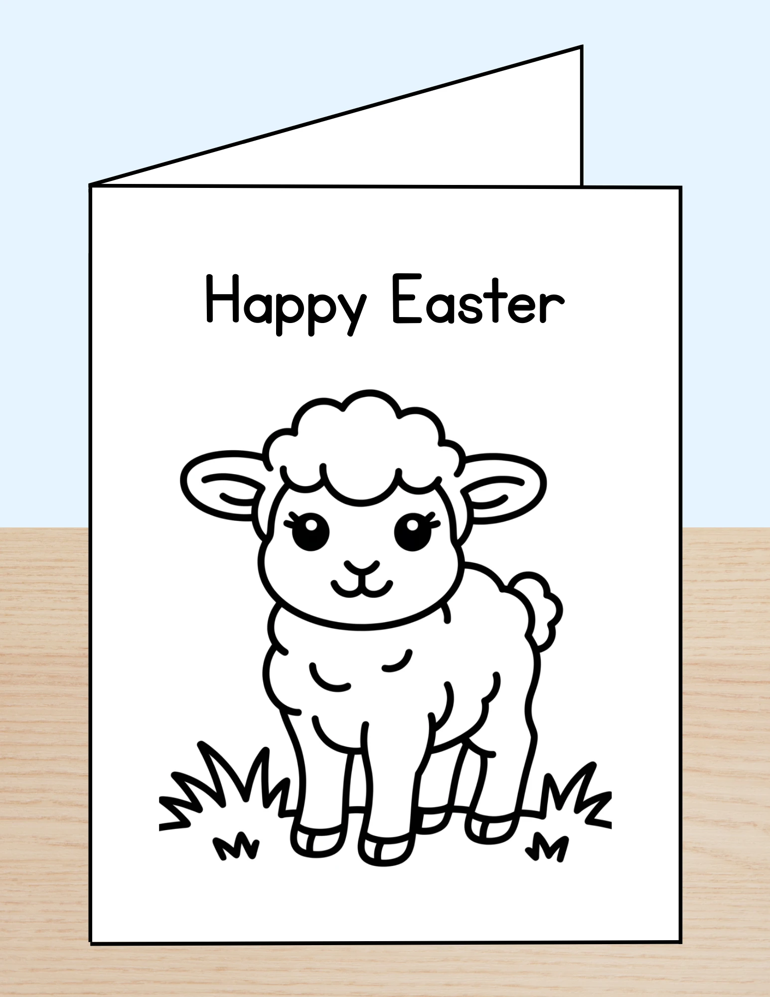Happy Easter Coloring Card Lamb