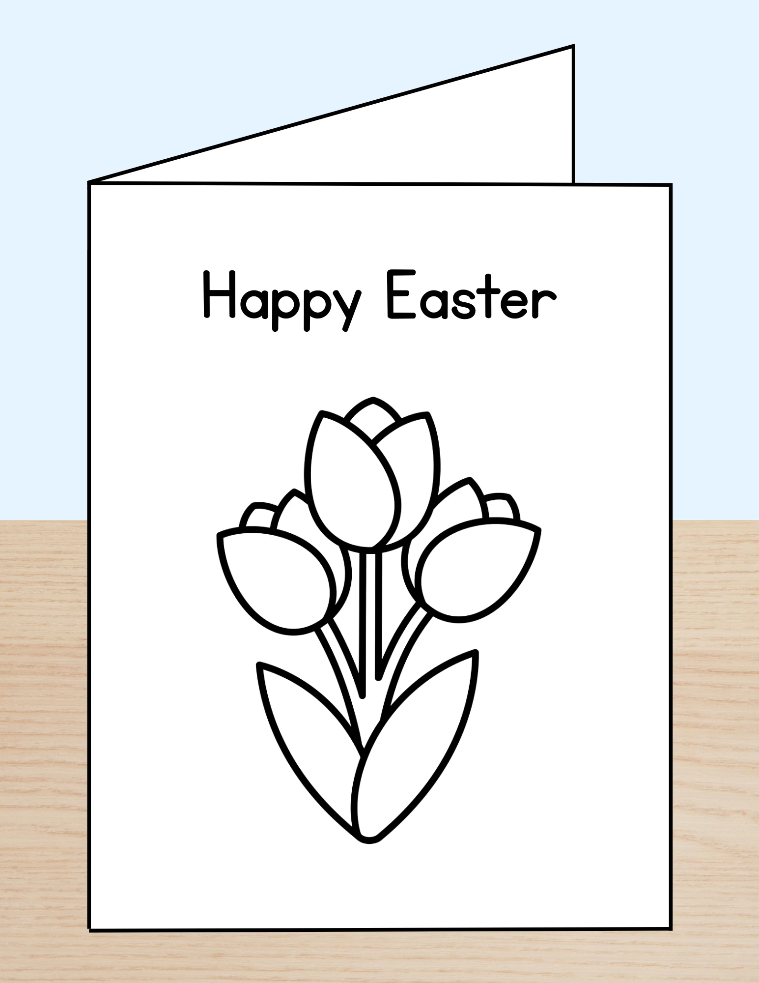 Happy Easter Coloring Card Tulips