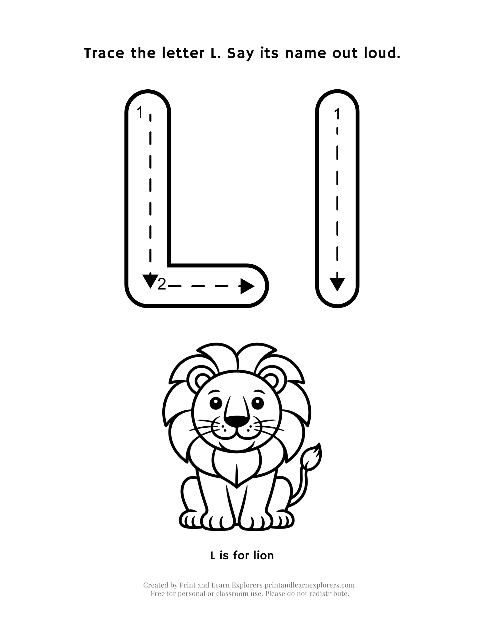Letter L Letter And Picture Worksheet 1