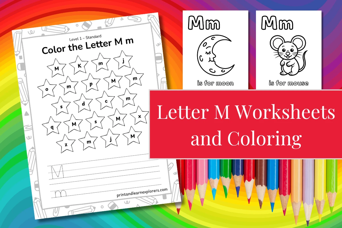 Letter M Worksheets and Coloring feature