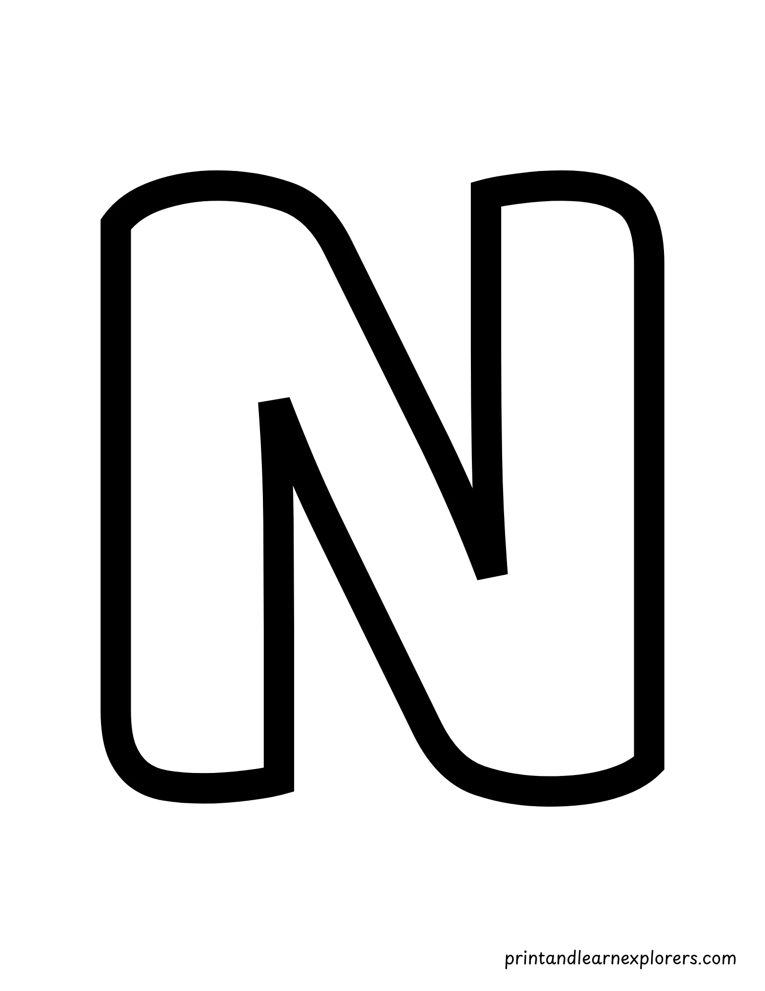 Letter N Uppercase Coloring Page