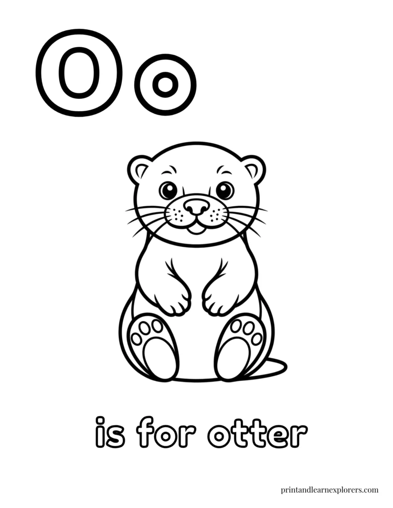 Letter O is for otter coloring page