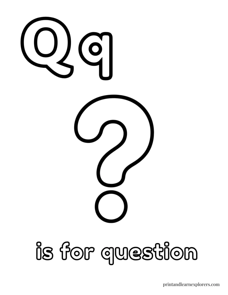 Letter Q is for question coloring page