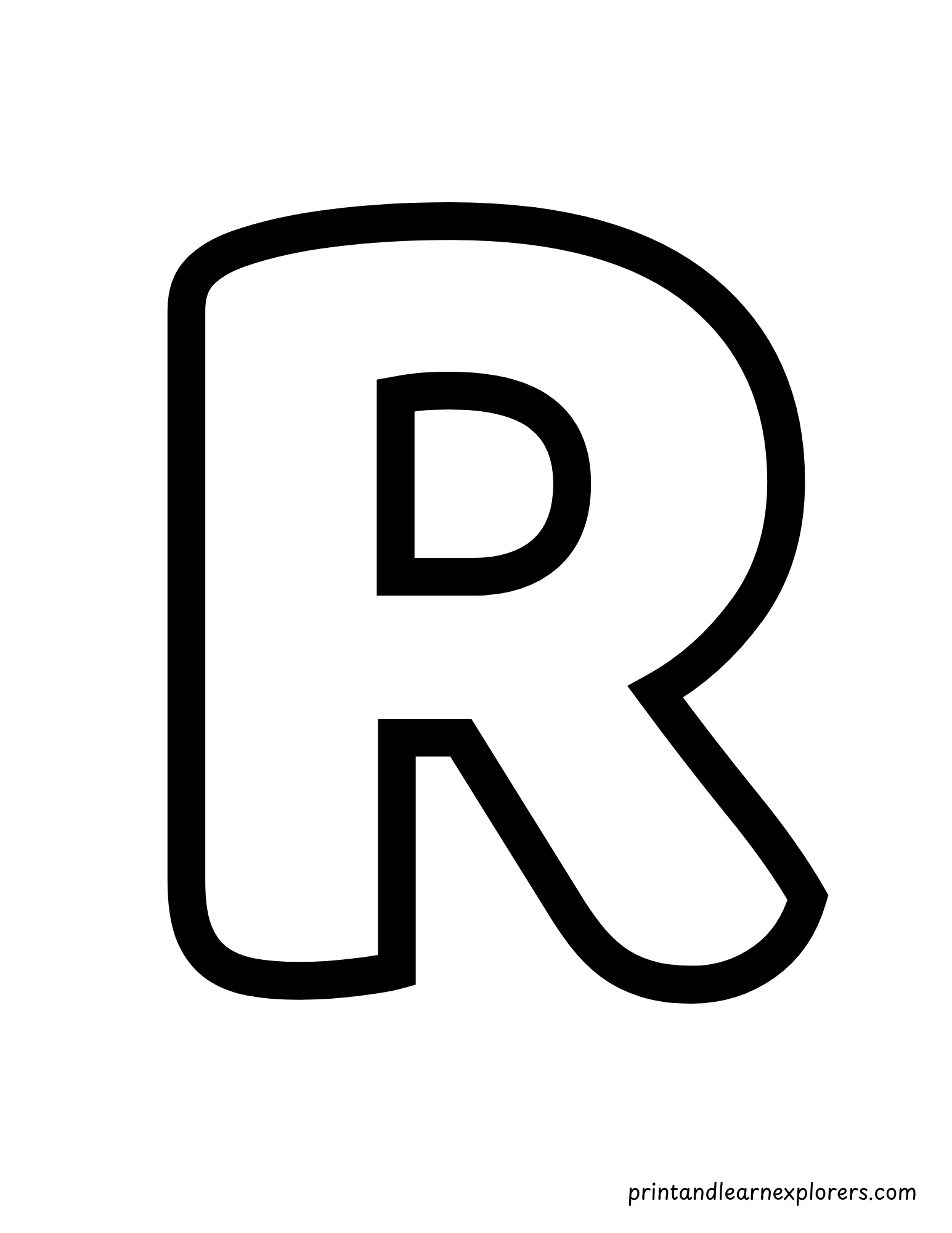 Letter R Uppercase Coloring Page