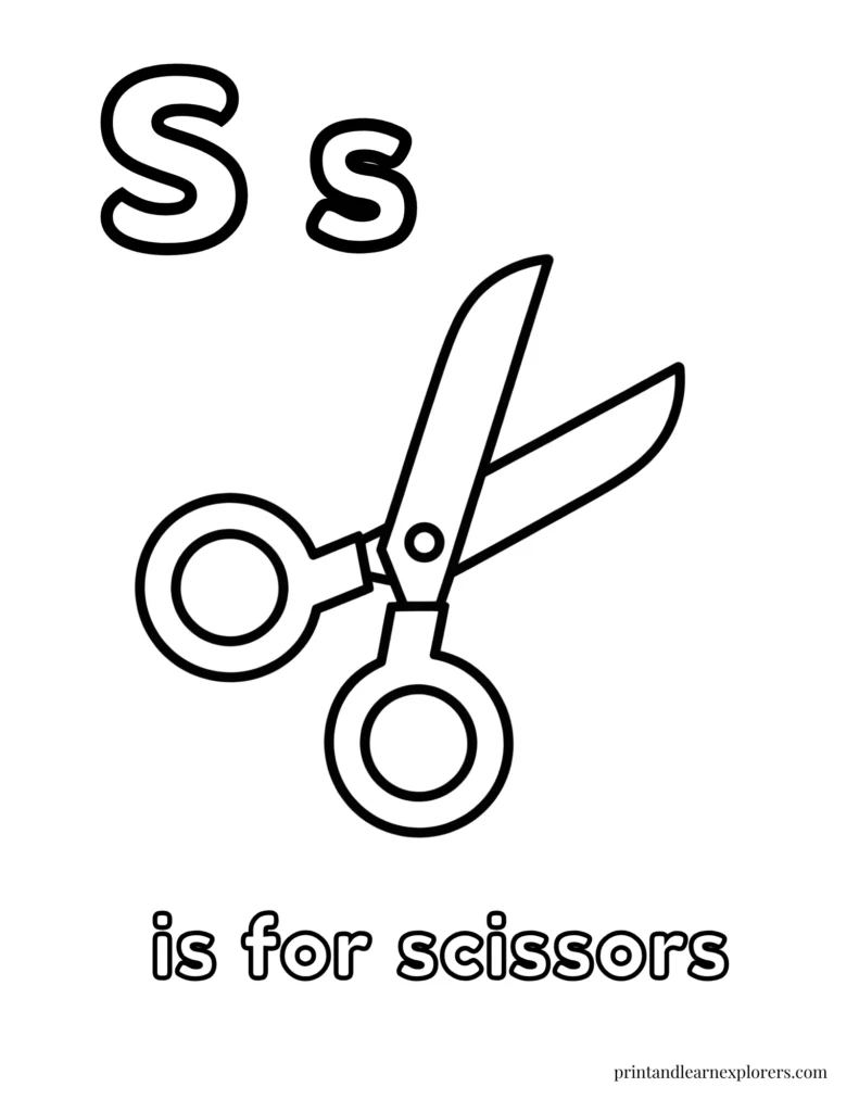 Letter S is for scissors coloring page