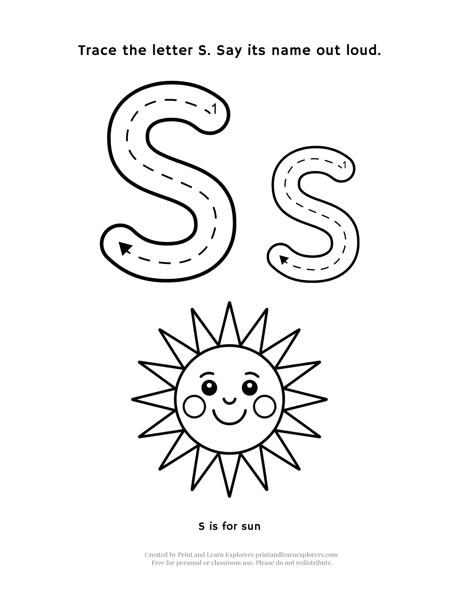 Letter S Letter And Picture Worksheet 1