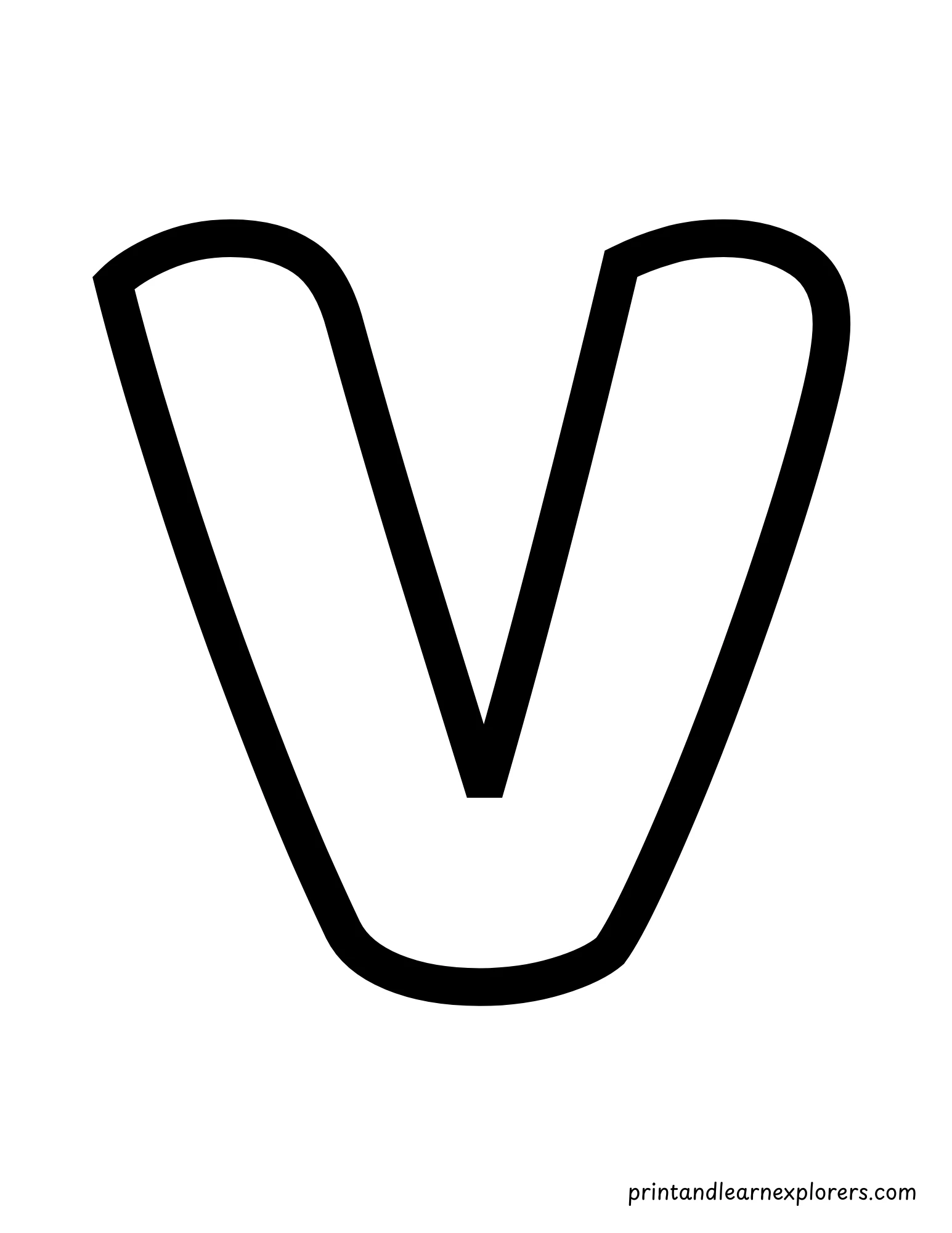 Letter V Uppercase Coloring Page