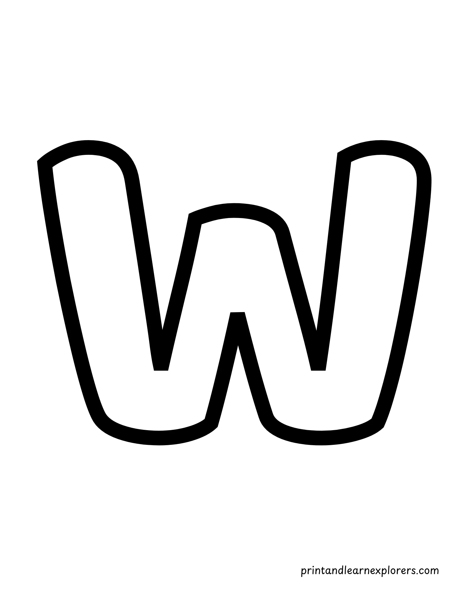 Letter W Uppercase Coloring Page