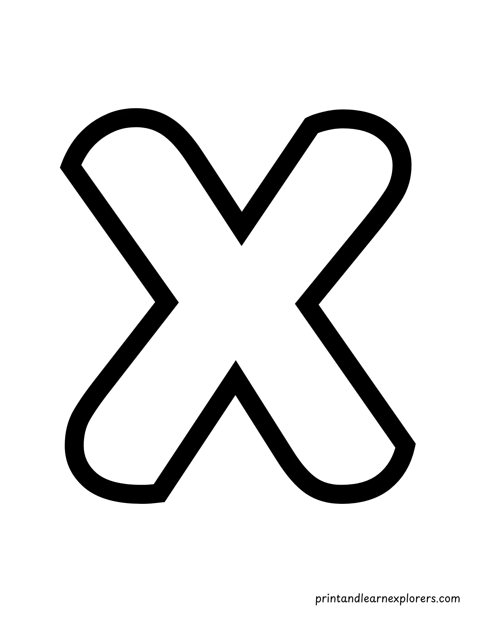 Letter X Uppercase Coloring Page
