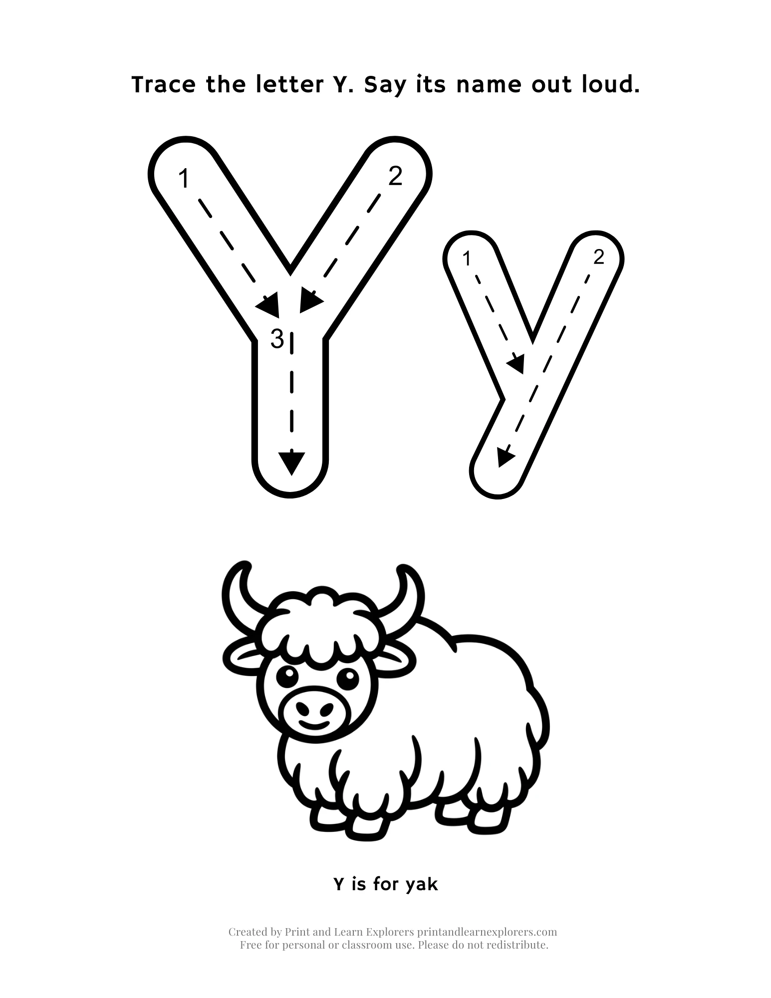 Letter Y Letter And Picture Worksheet
