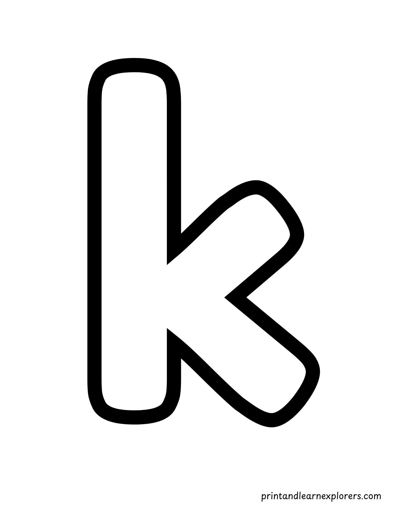 Letter K Lowercase Coloring Page