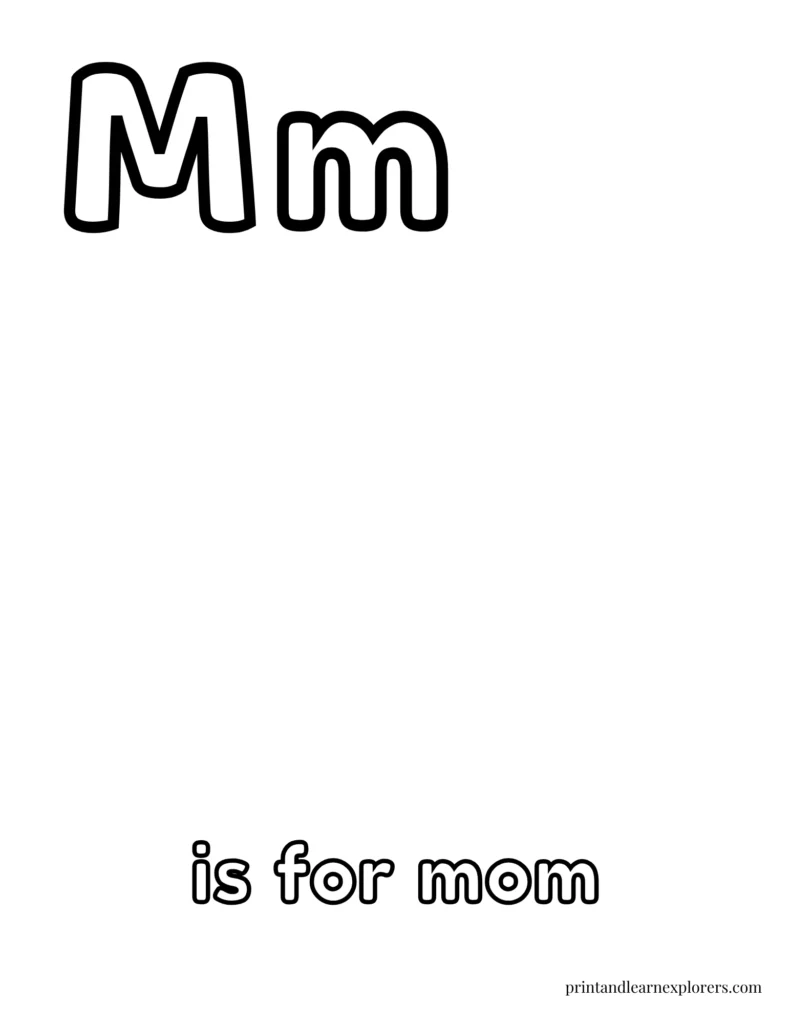 Letter m is for mom coloring page