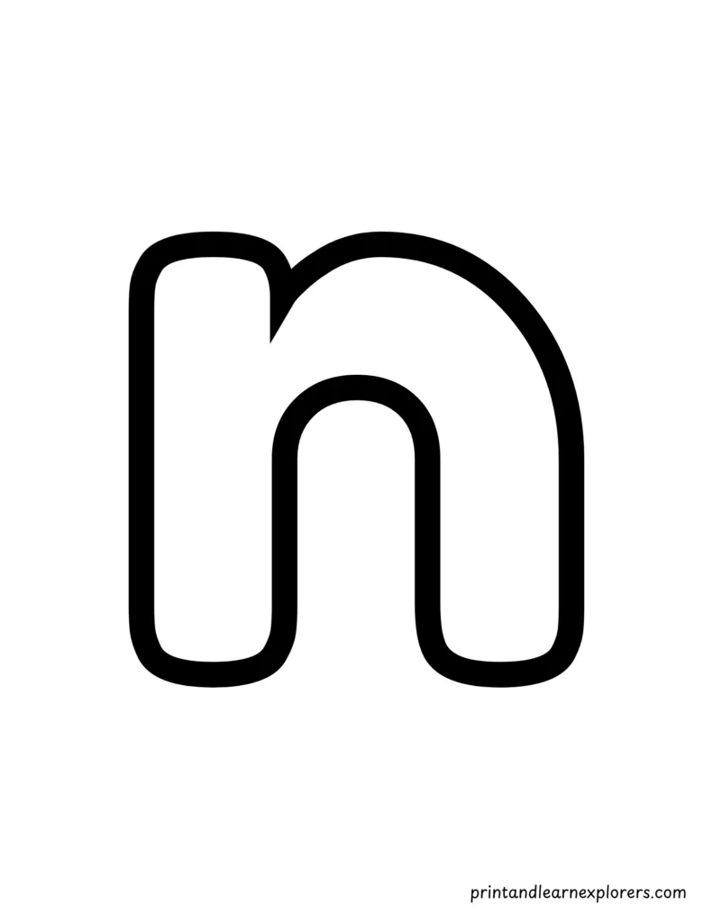 Letter n lowercase coloring page